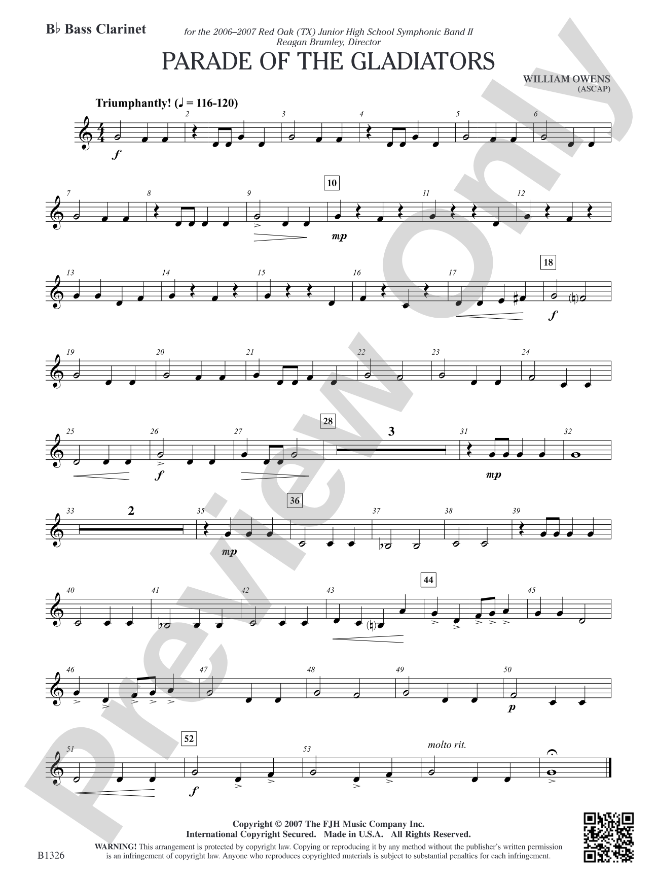 Parade of the Gladiators: B-flat Bass Clarinet
