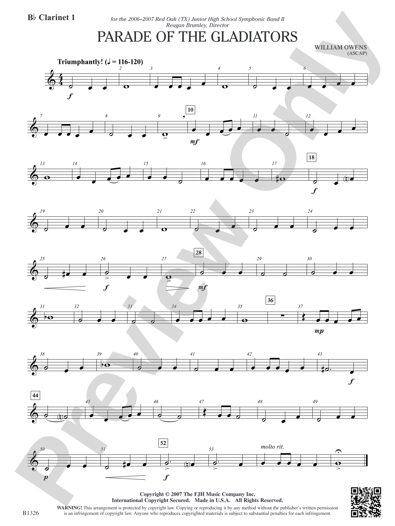 Parade of the Gladiators: B-flat Clarinet 1
