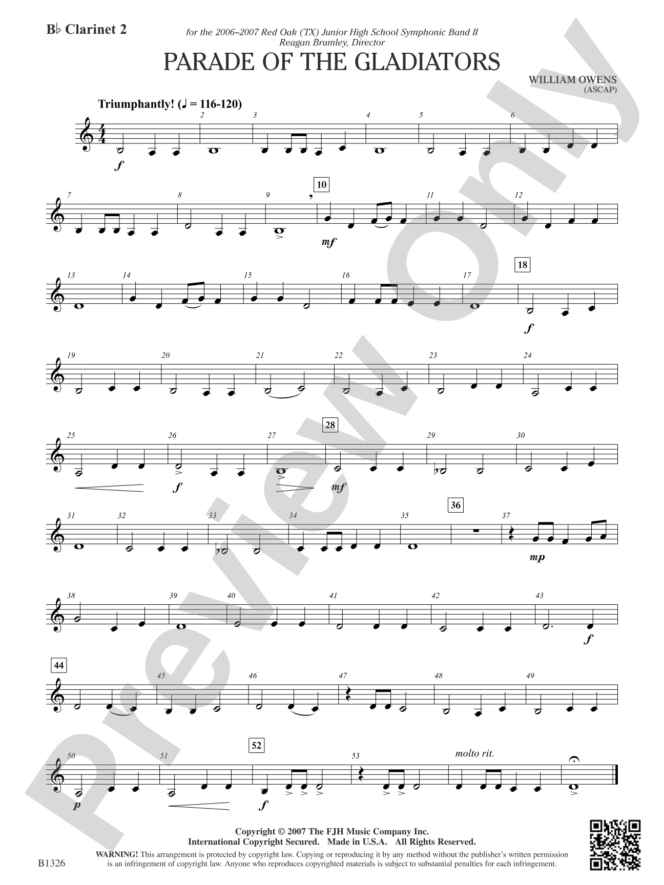 Parade of the Gladiators: B-flat Clarinet 2