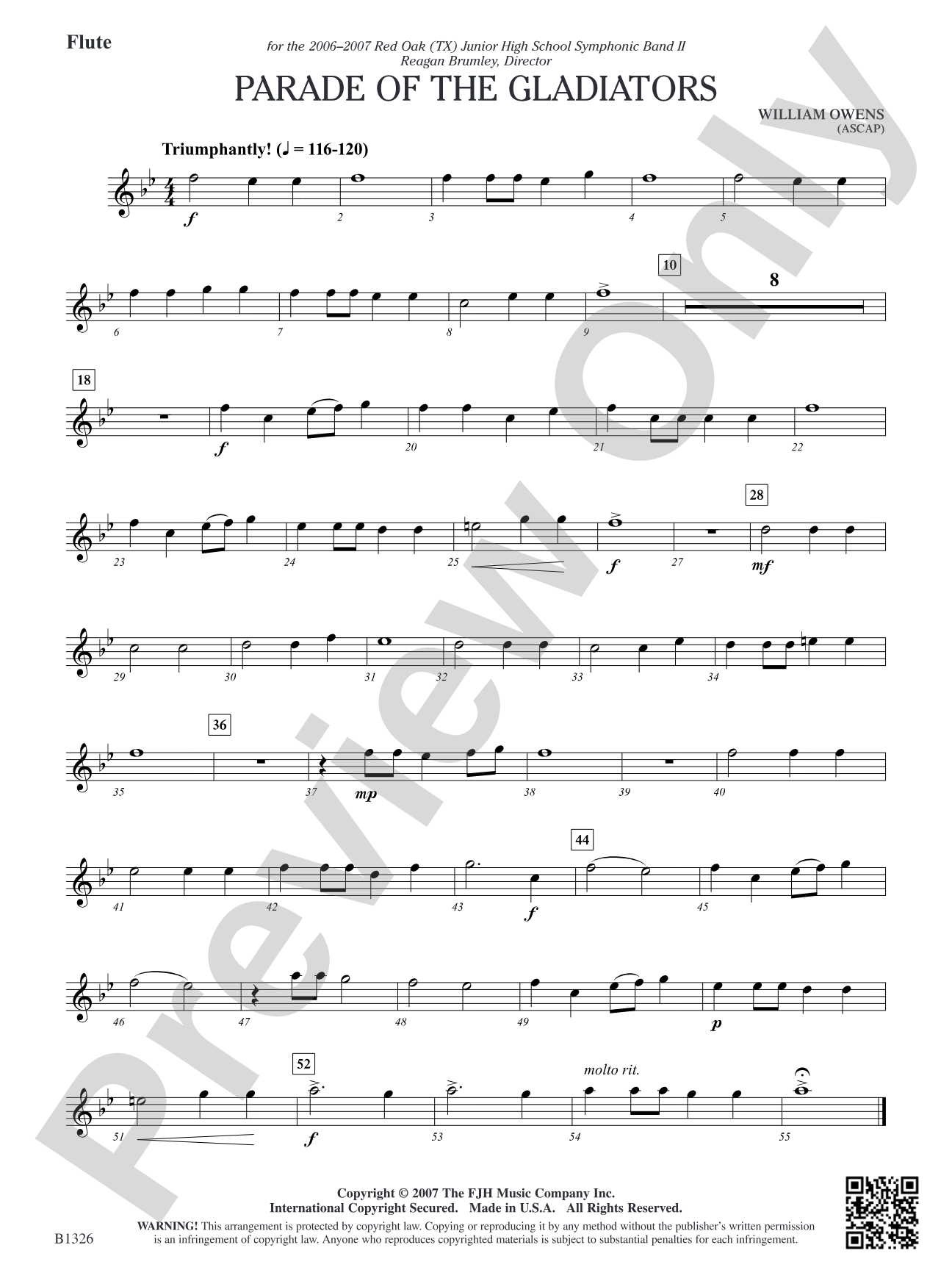 Parade of the Gladiators: Flute
