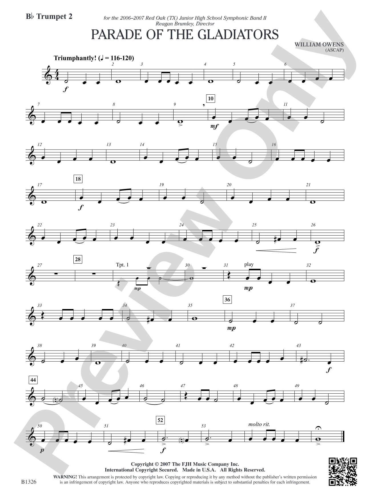 Parade of the Gladiators: B-flat Trumpet 2