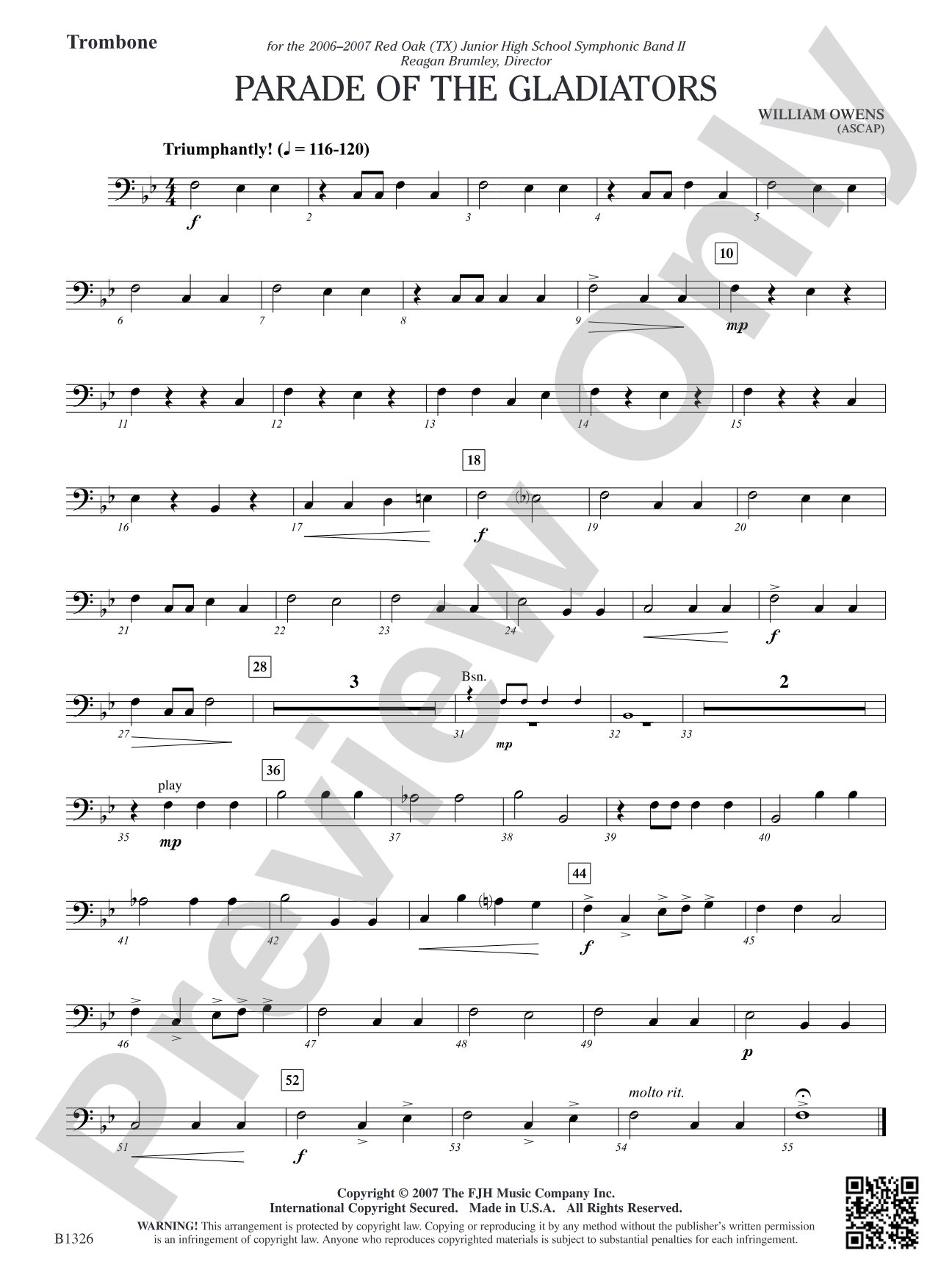 Parade of the Gladiators: Trombone