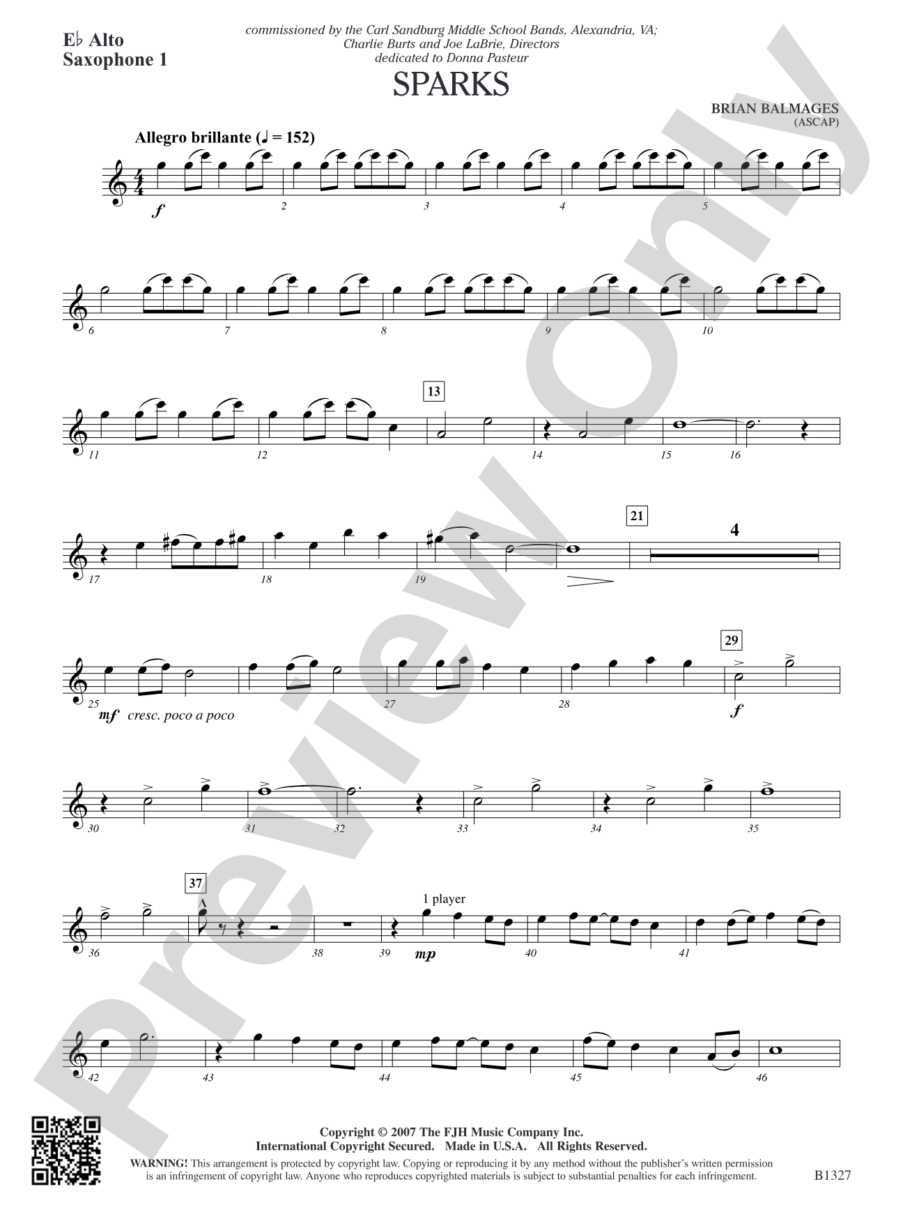 Sparks: E-flat Alto Saxophone 1