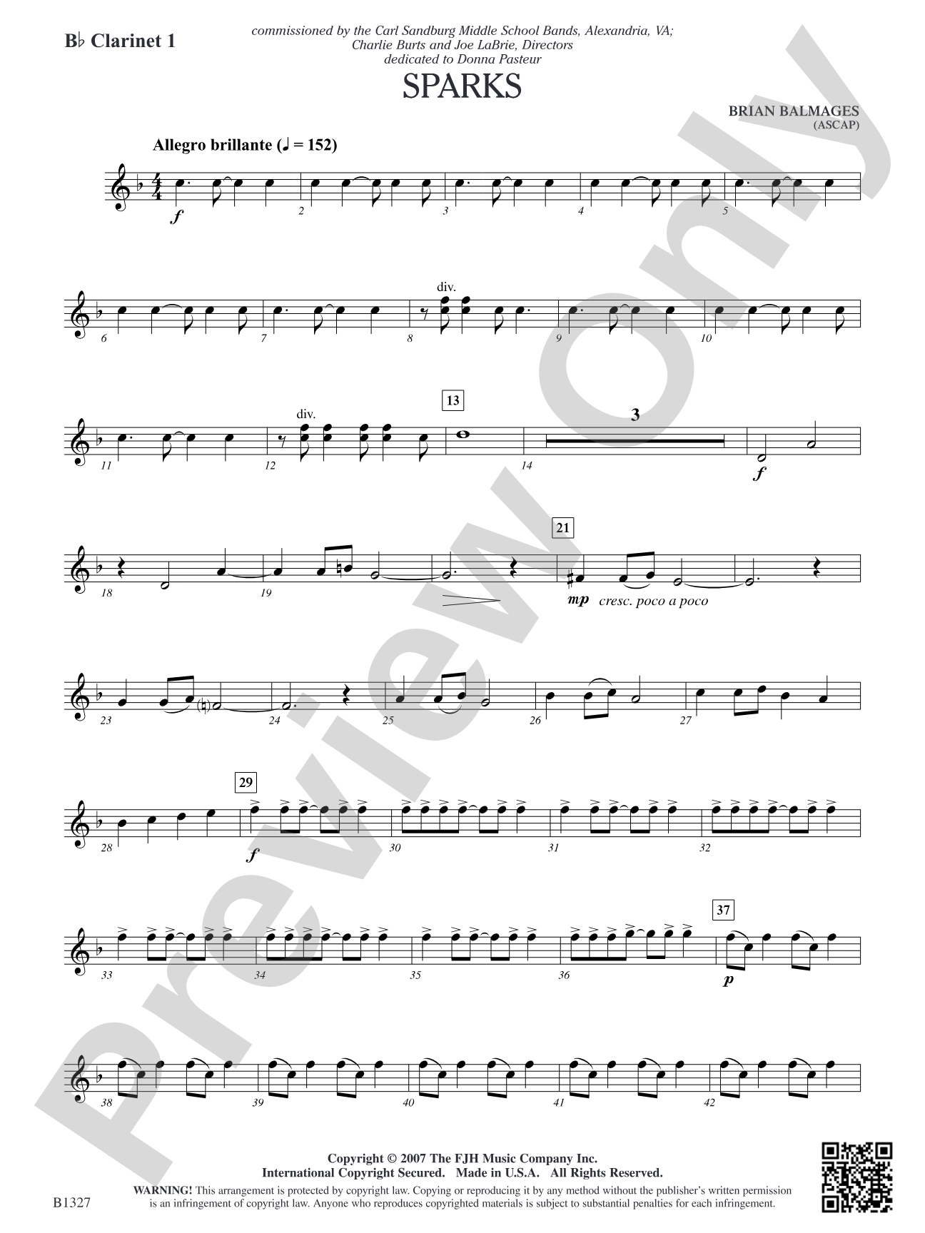 Sparks: B-flat Clarinet 1