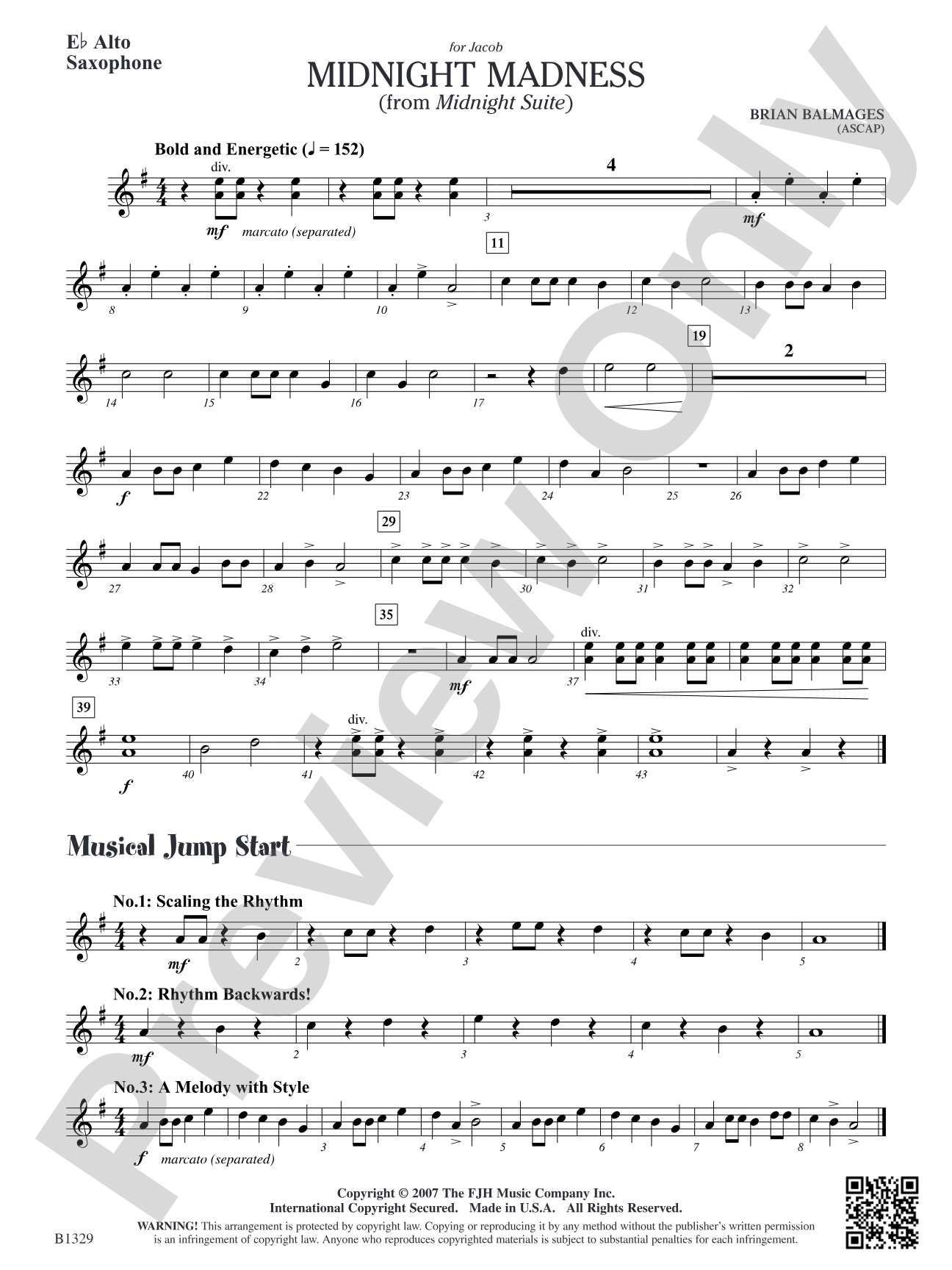 Midnight Madness (from Midnight Suite): E-flat Alto Saxophone