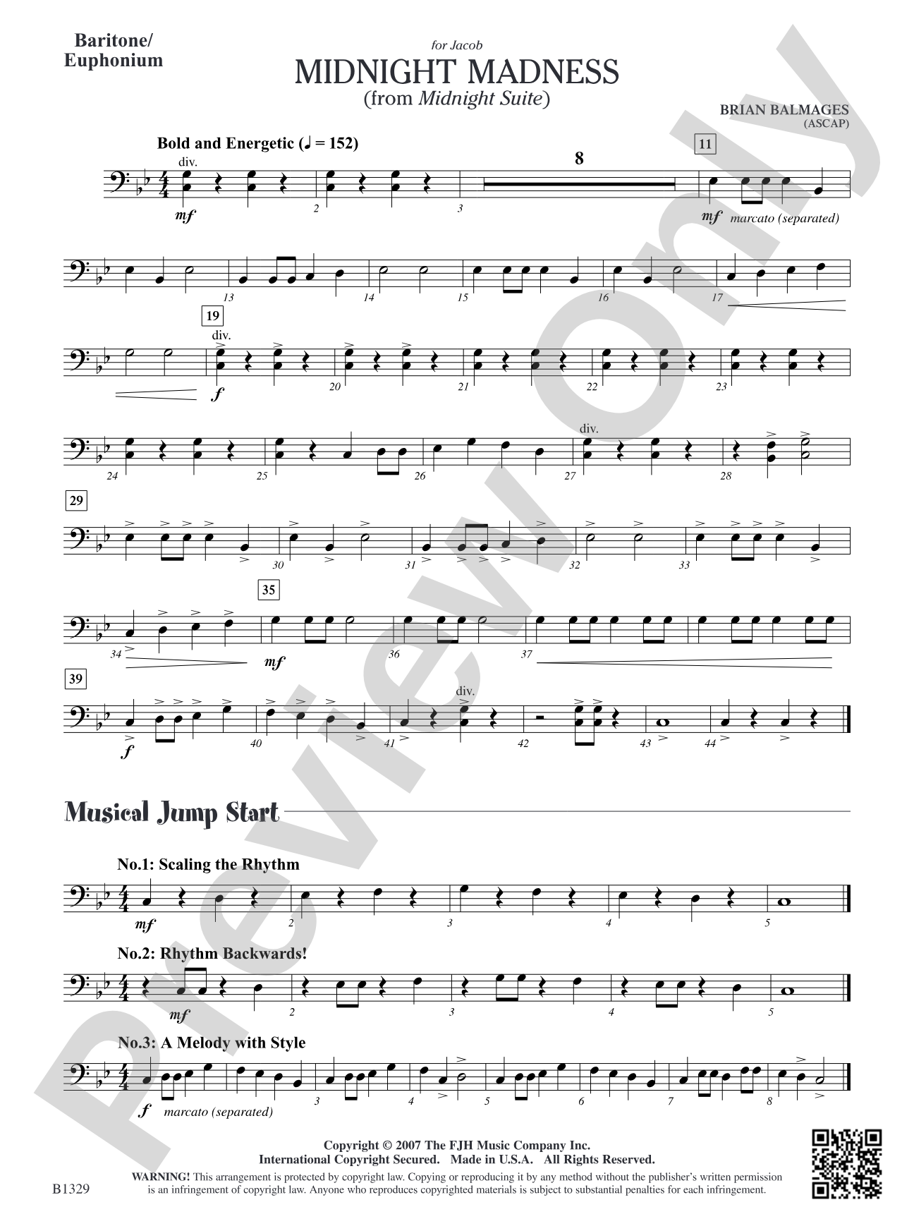 Midnight Madness (from Midnight Suite): Baritone/Euphonium