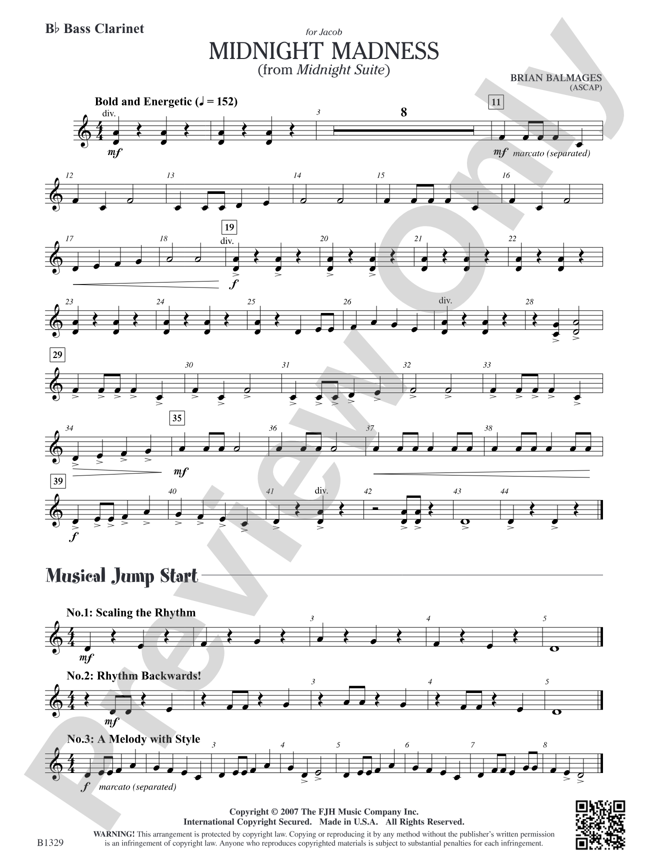 Midnight Madness (from Midnight Suite): B-flat Bass Clarinet