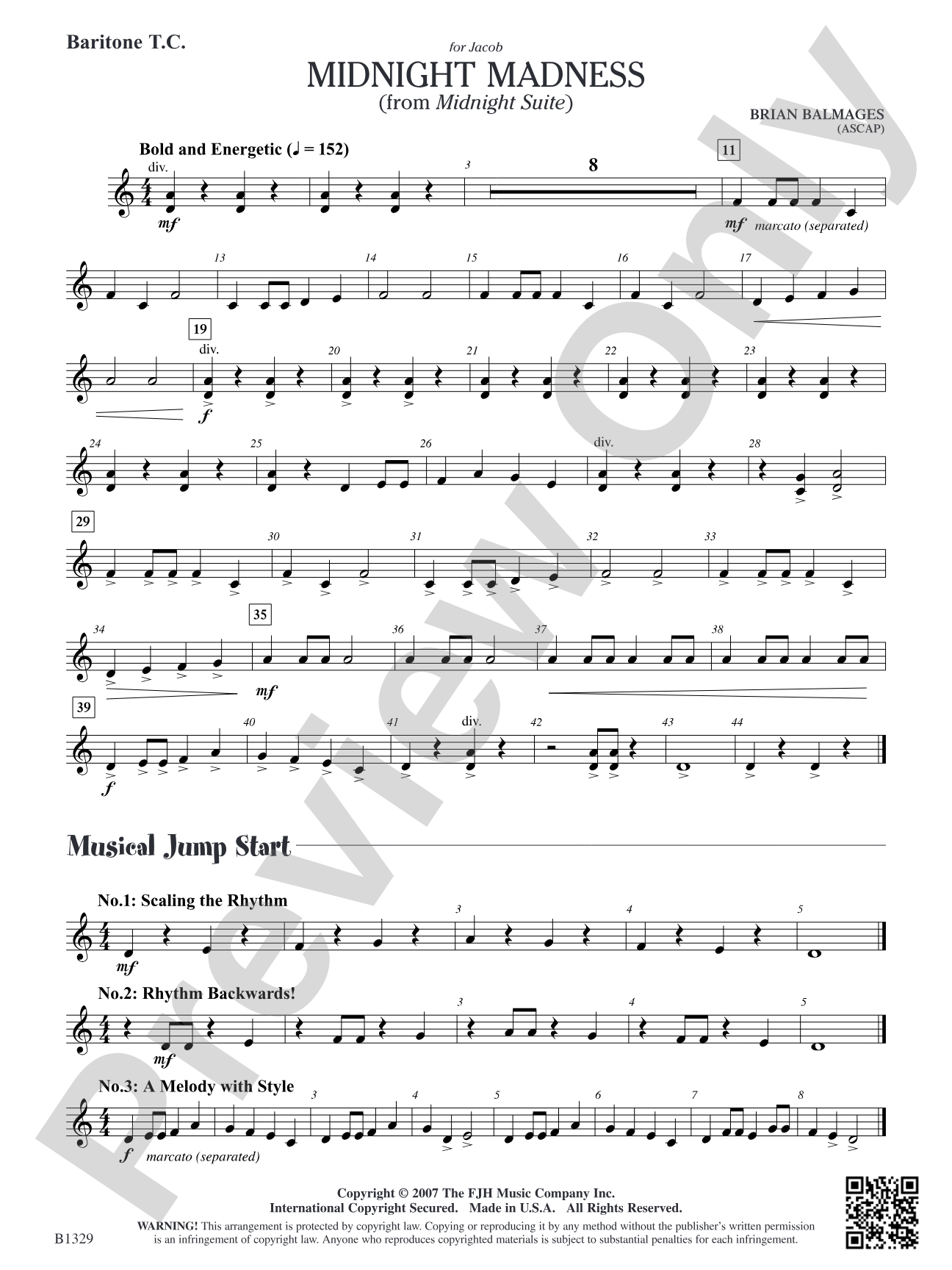 Midnight Madness (from Midnight Suite): Baritone T.C.