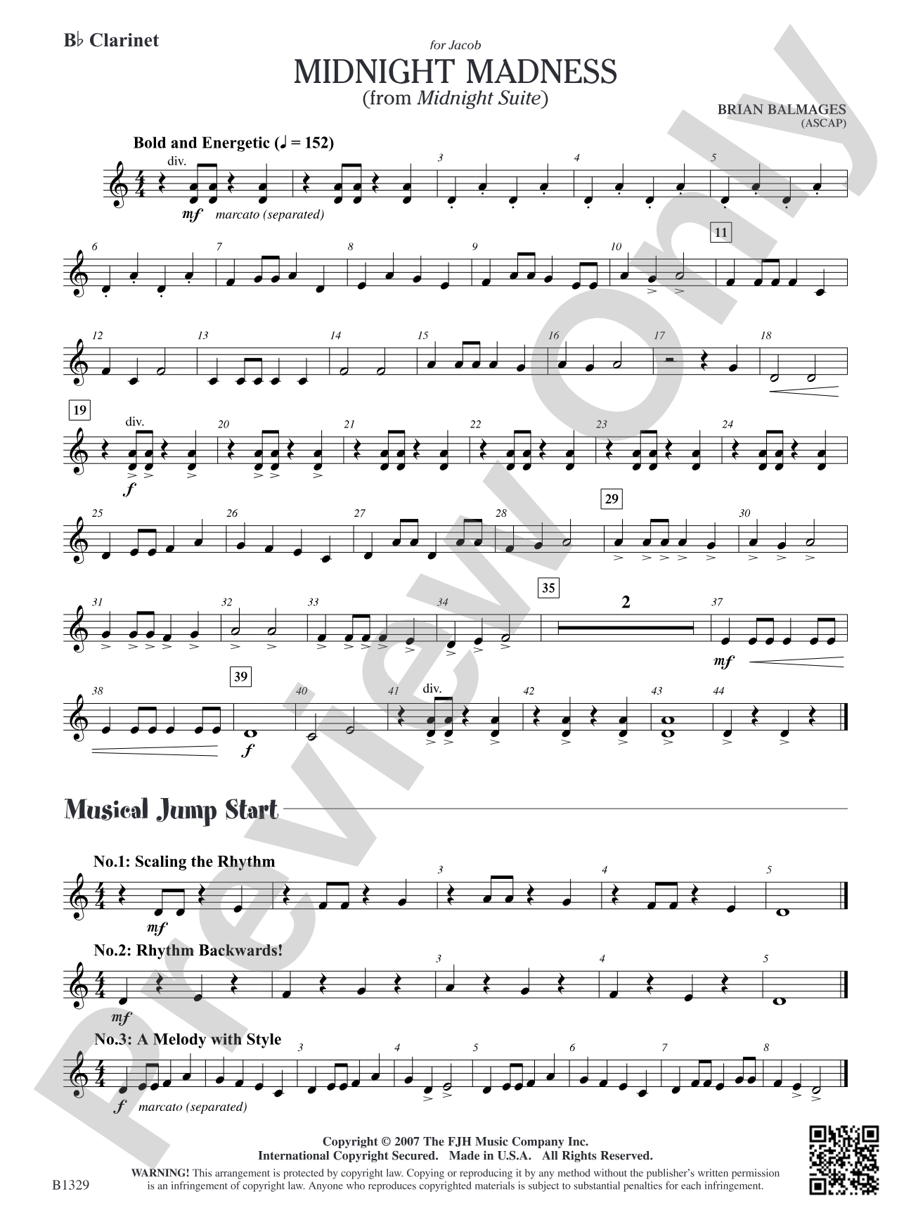 Midnight Madness (from Midnight Suite): B-flat Clarinet