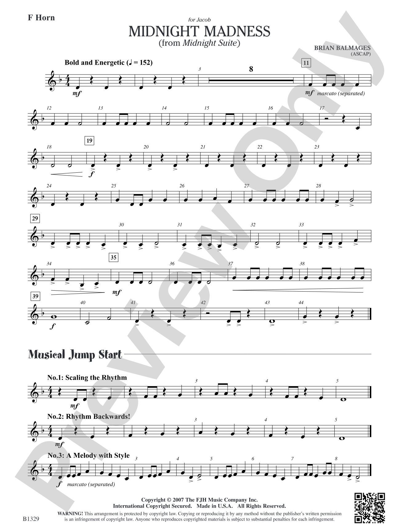 Midnight Madness (from Midnight Suite): F Horn