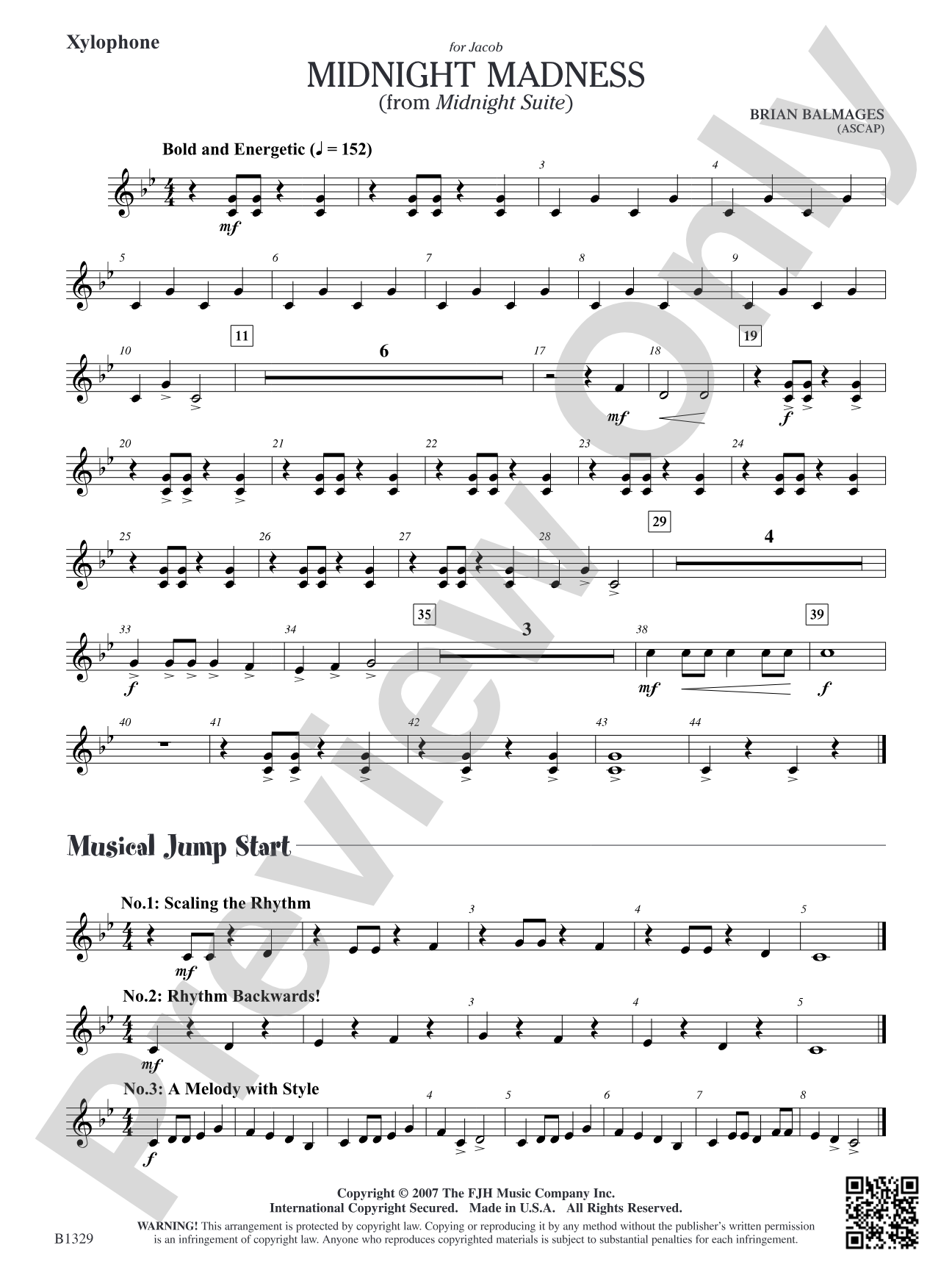 Midnight Madness (from Midnight Suite): Optional Xylophone