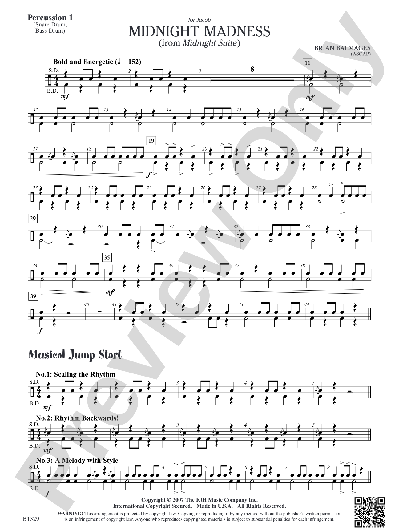 Midnight Madness (from Midnight Suite): Percussion 1