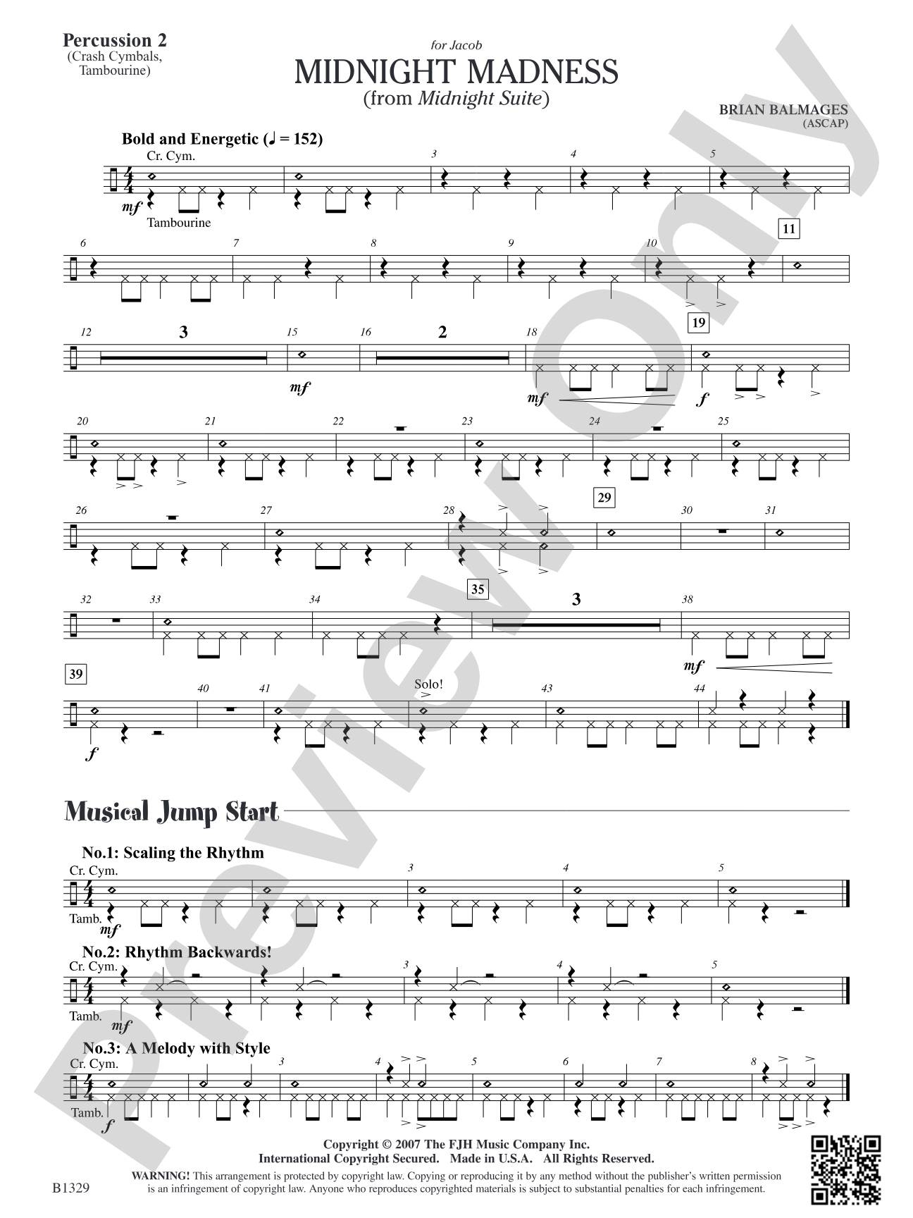 Midnight Madness (from Midnight Suite): Percussion 2
