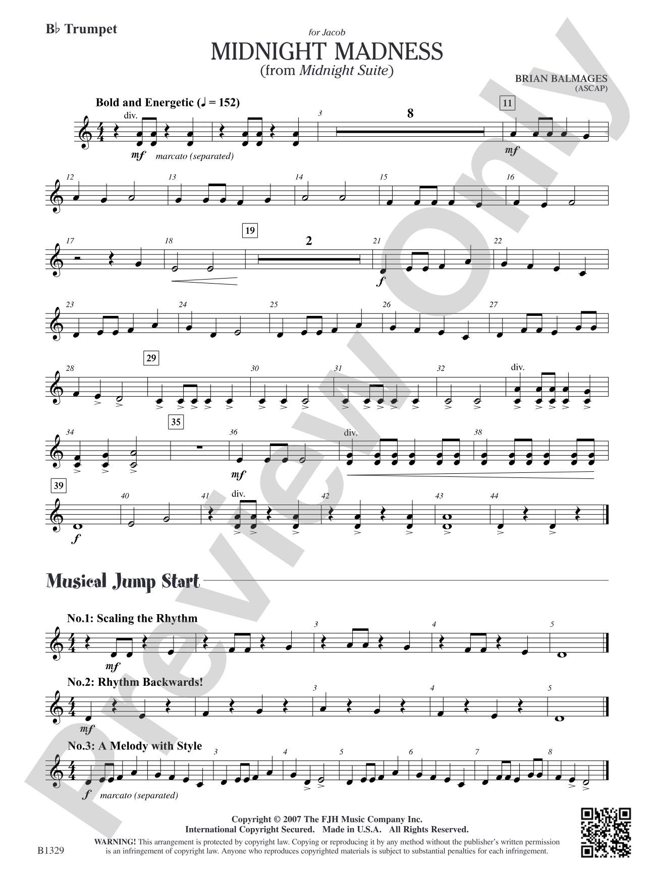 Midnight Madness (from Midnight Suite): B-flat Trumpet