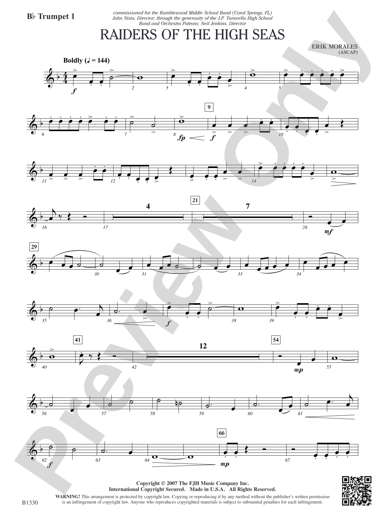 Raiders of the High Seas: B-flat Trumpet 1