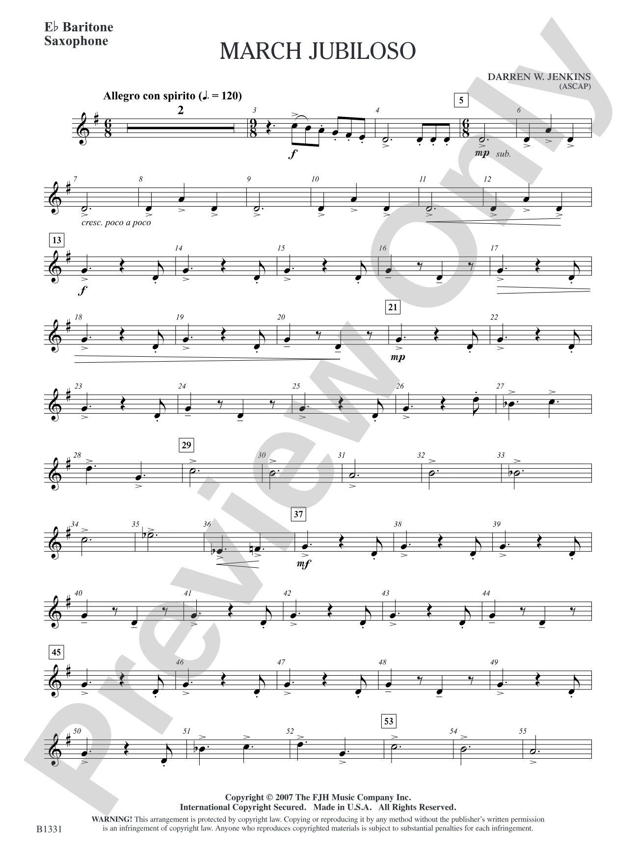 March Jubiloso: E-flat Baritone Saxophone