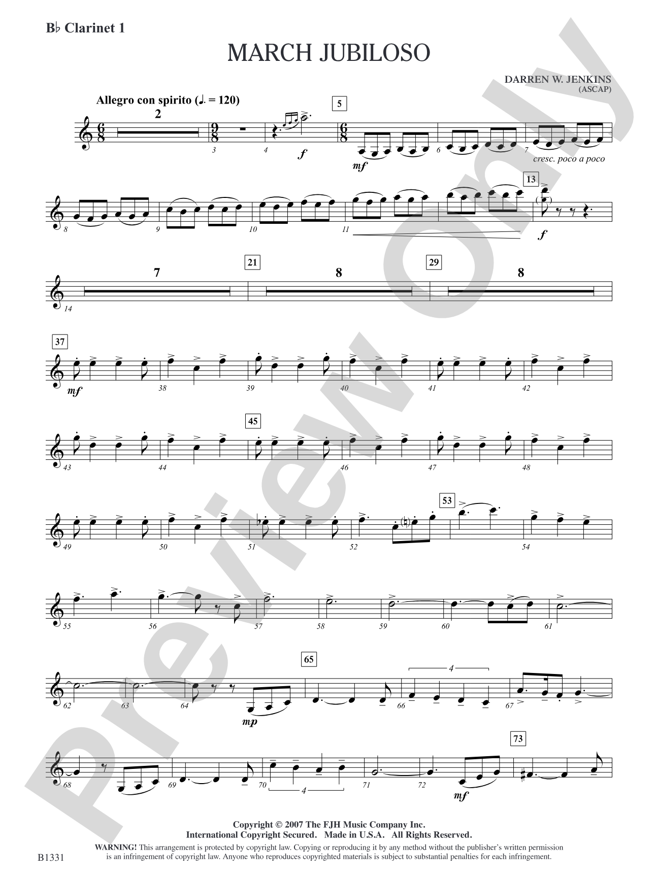 March Jubiloso: B-flat Clarinet 1