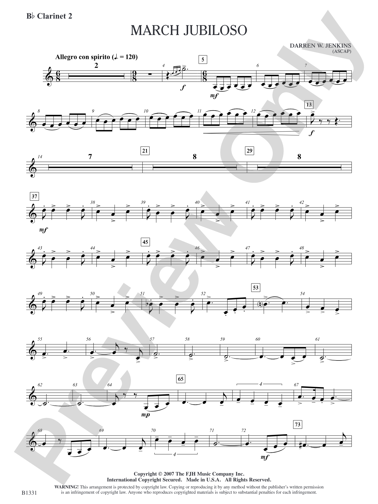 March Jubiloso: B-flat Clarinet 2