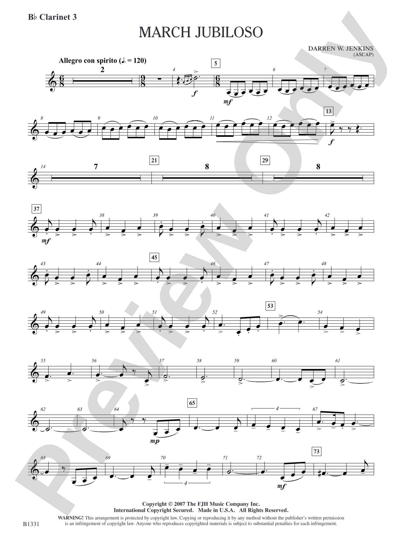 March Jubiloso: B-flat Clarinet 3