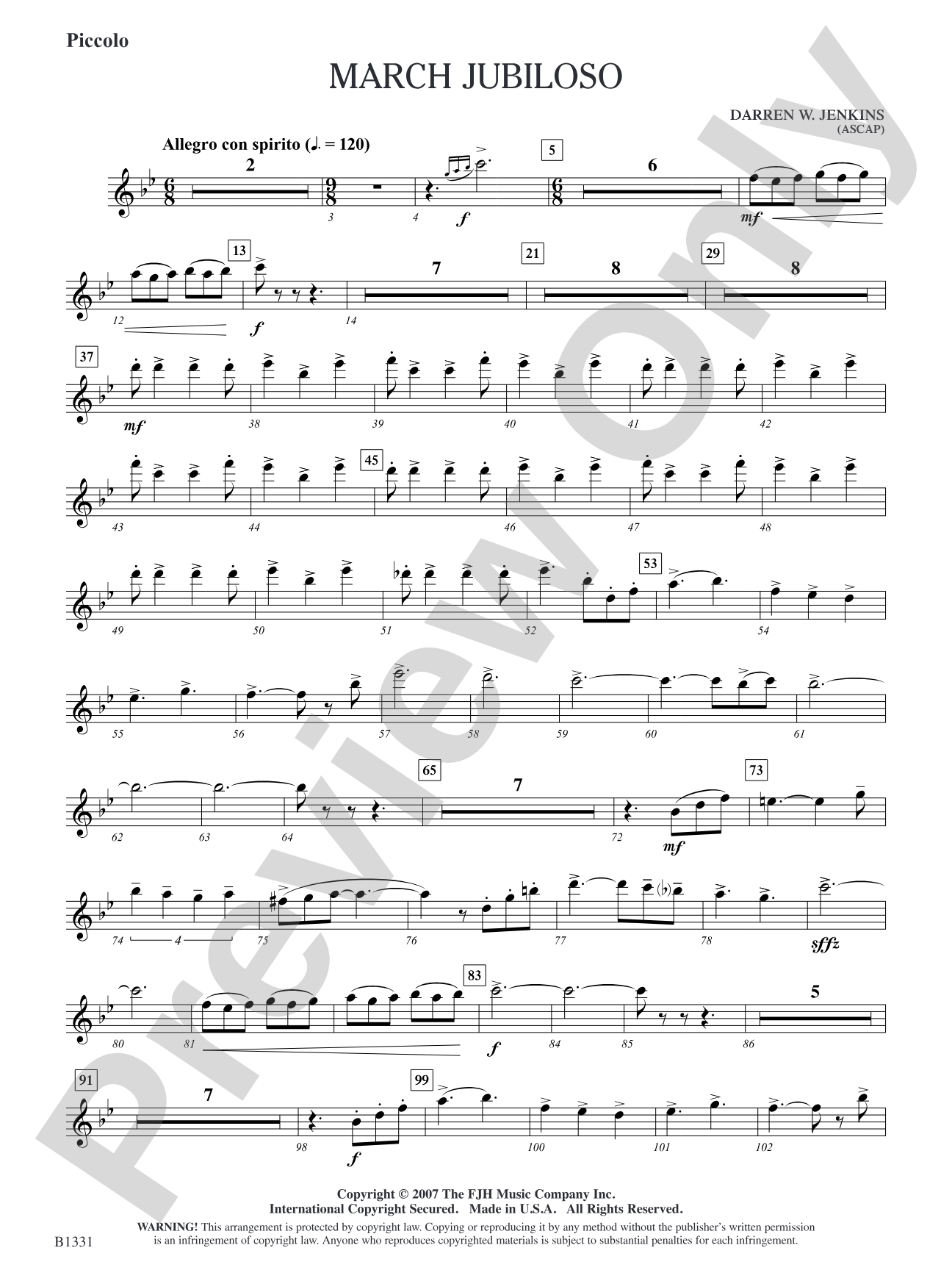 March Jubiloso: Piccolo