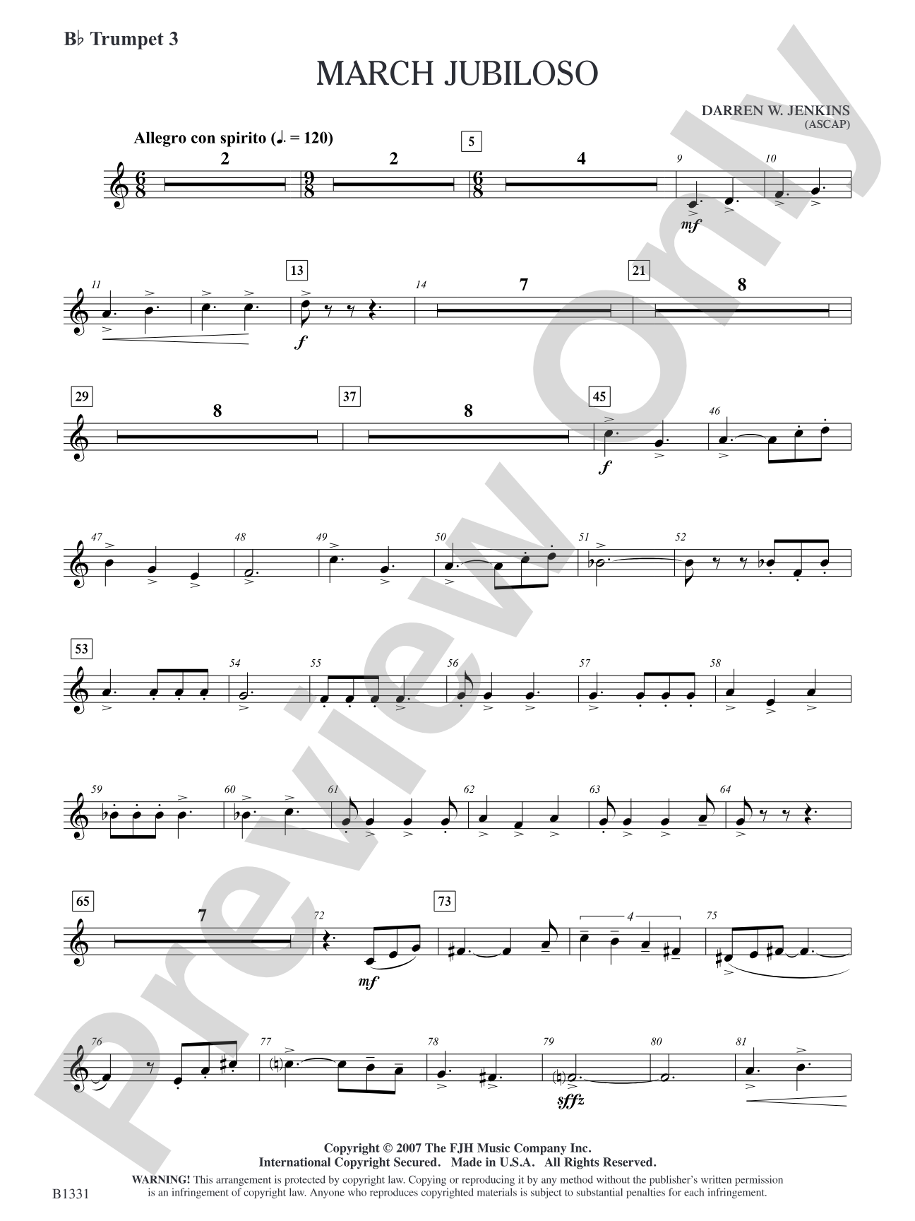 March Jubiloso: B-flat Trumpet 3