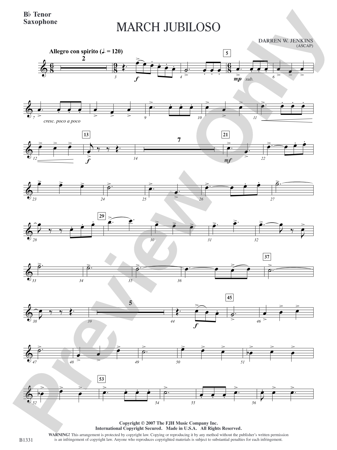 March Jubiloso: B-flat Tenor Saxophone