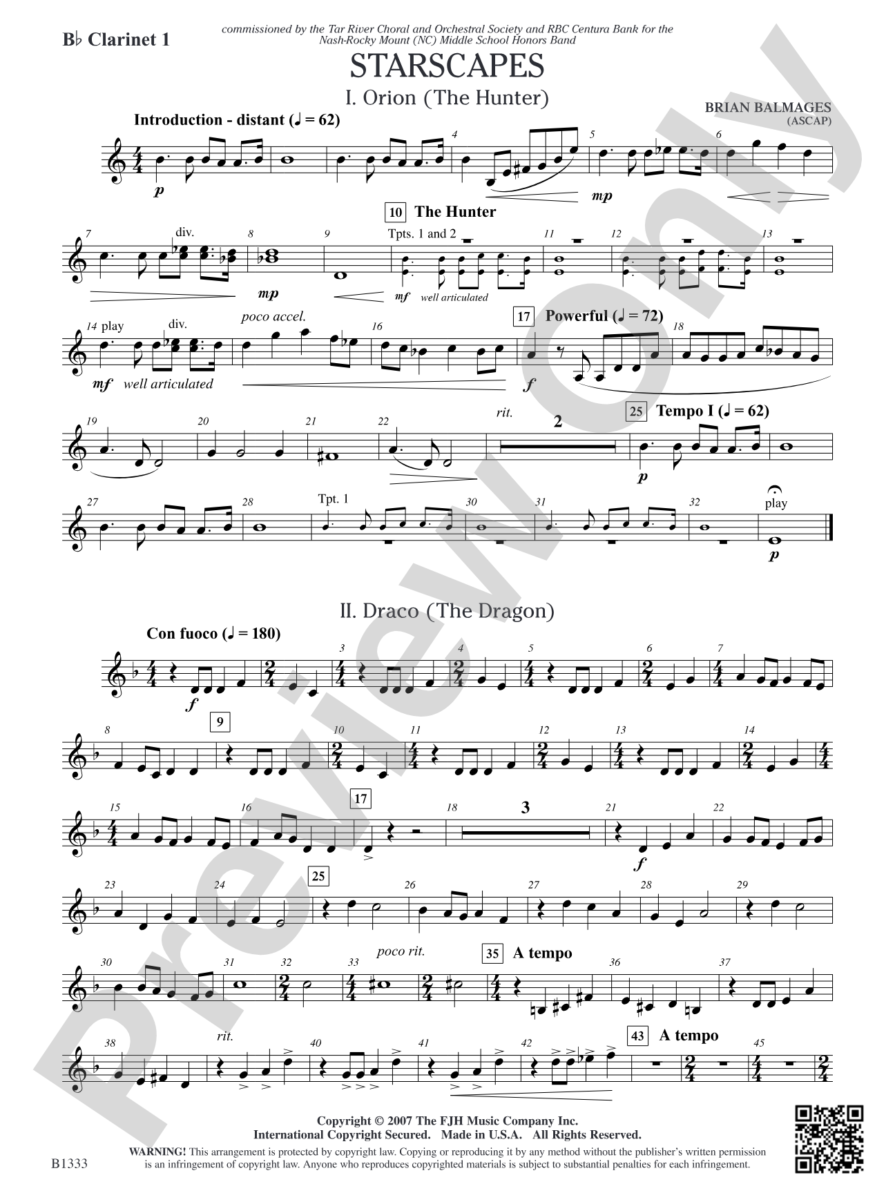 Starscapes: B-flat Clarinet 1