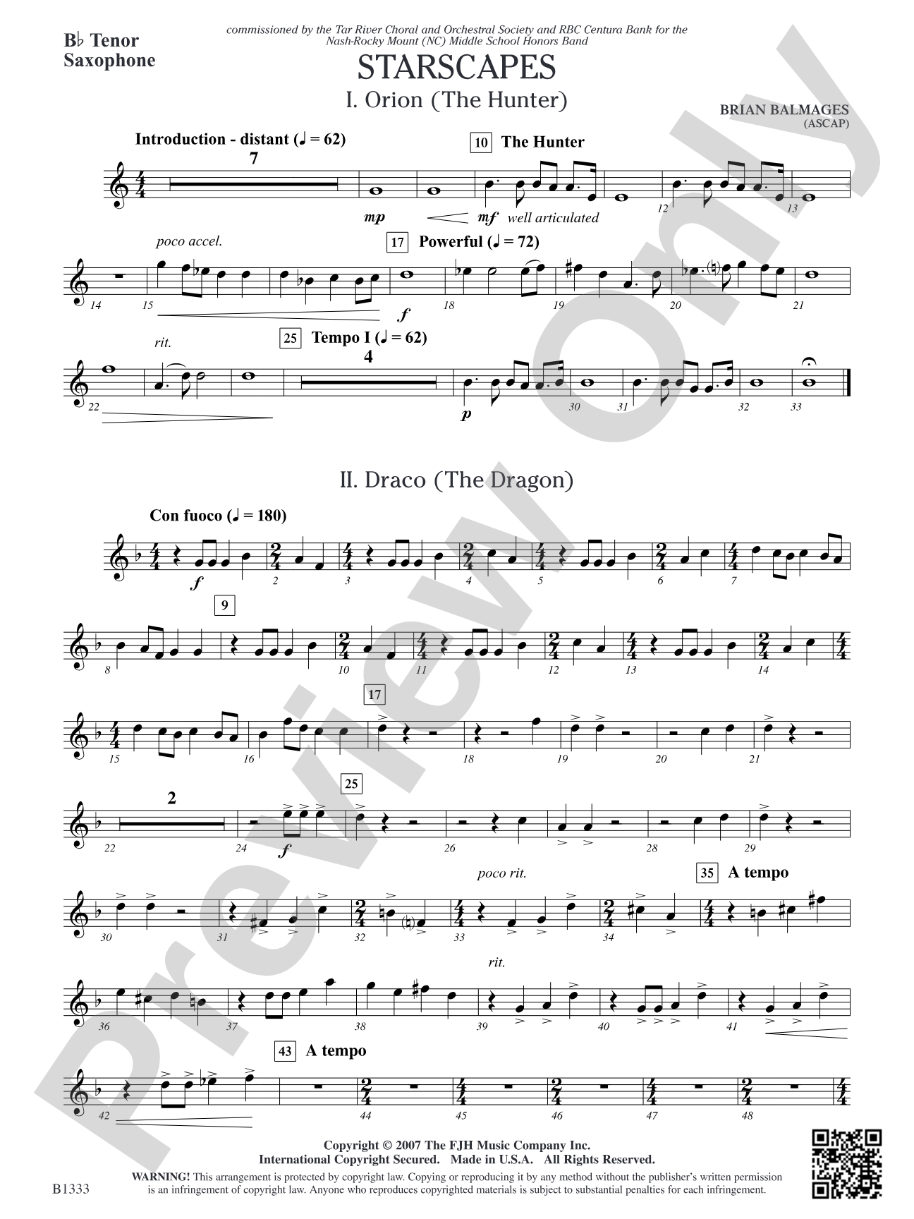 Starscapes: B-flat Tenor Saxophone