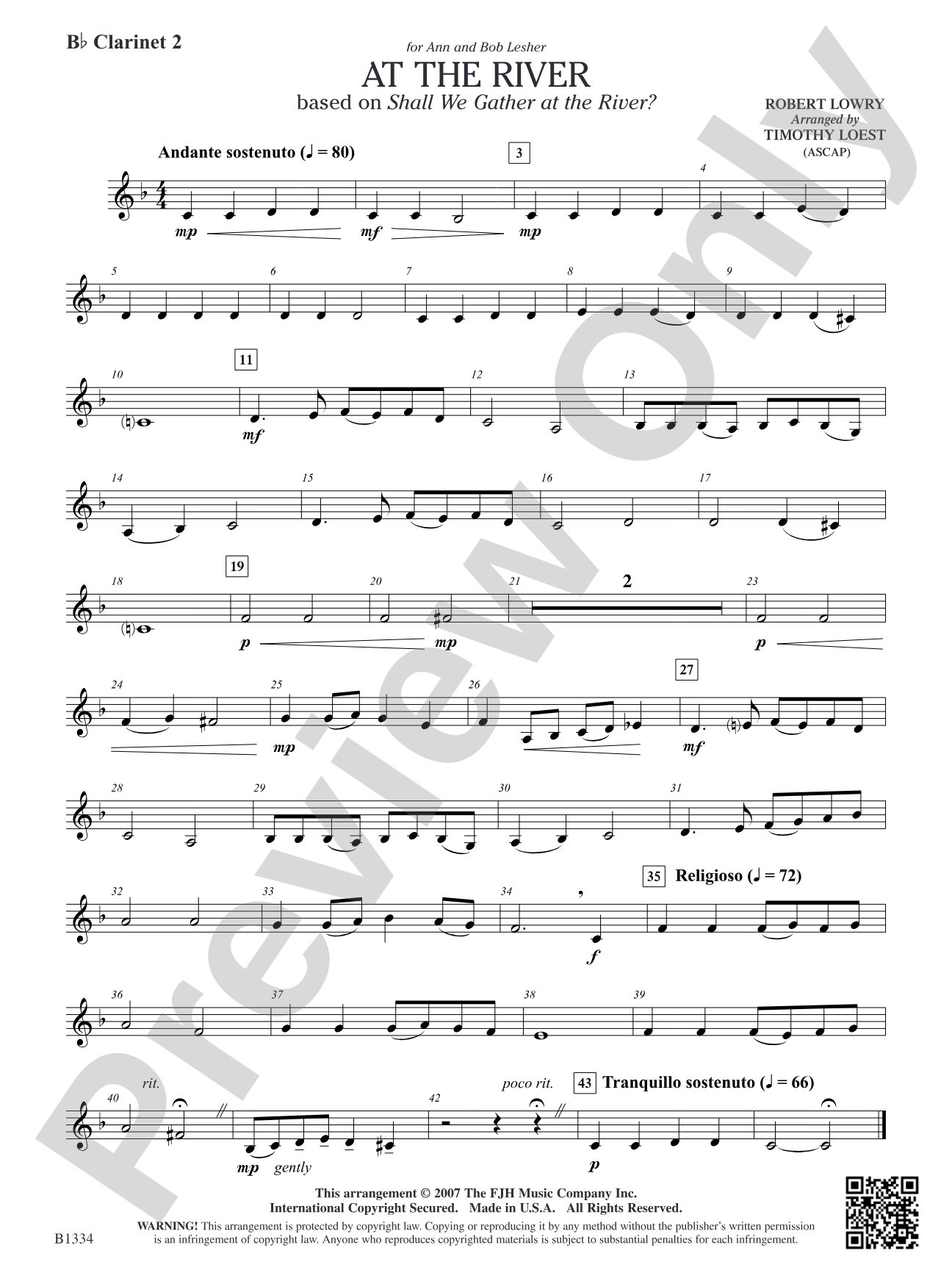 At the River: B-flat Clarinet 2