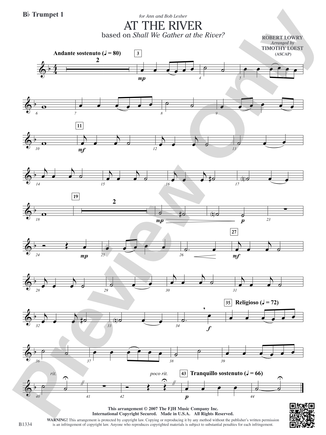 At the River: B-flat Trumpet 1