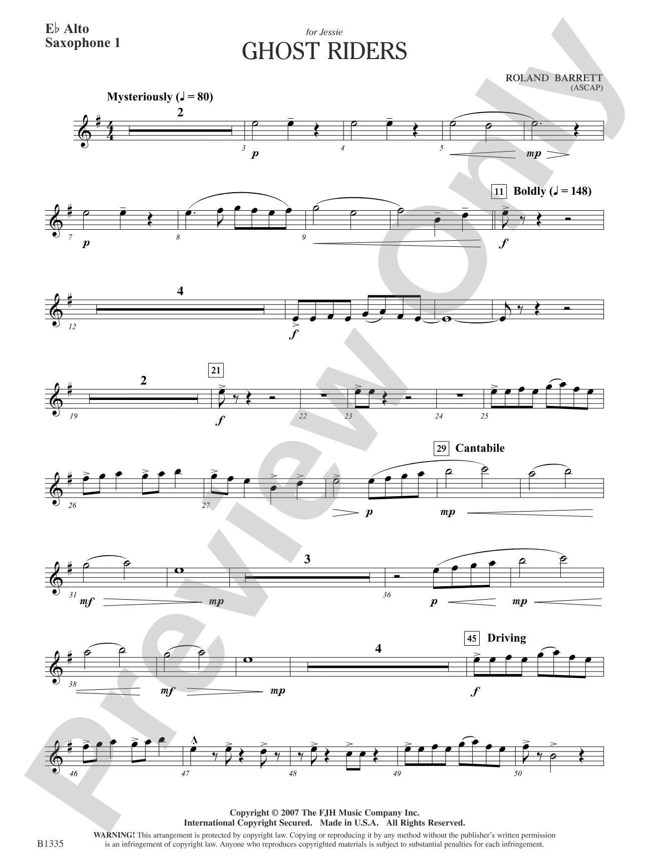 Ghost Riders: E-flat Alto Saxophone 1