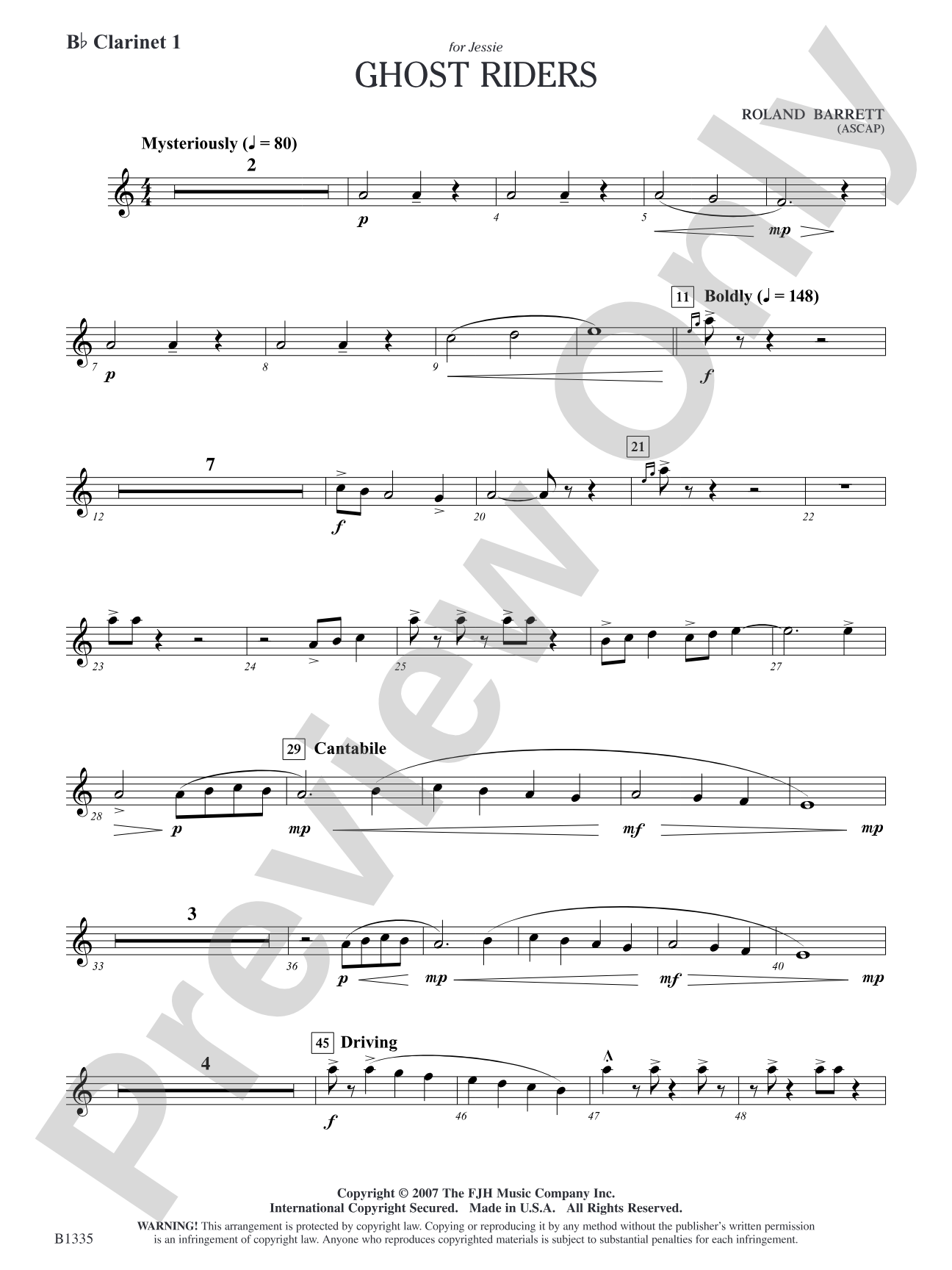 Ghost Riders: B-flat Clarinet 1