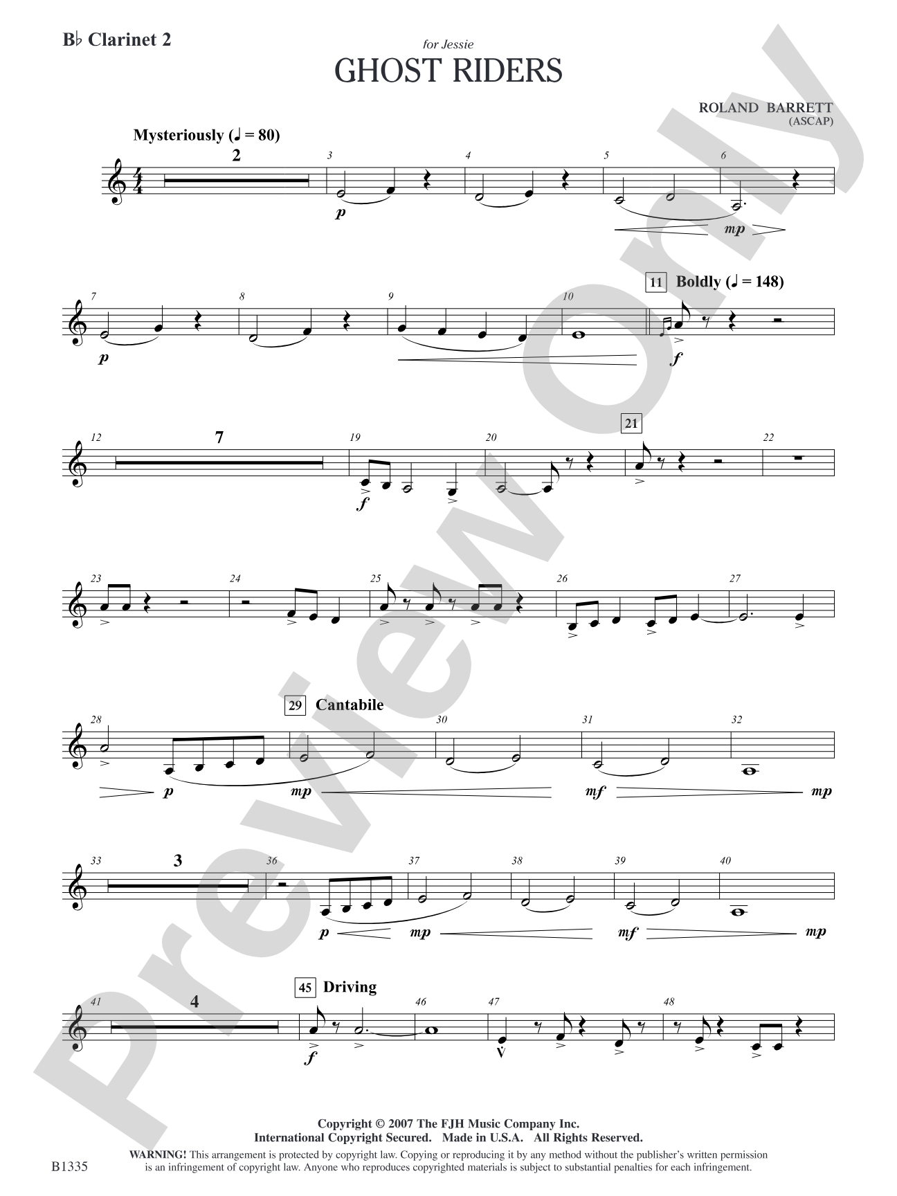 Ghost Riders: B-flat Clarinet 2