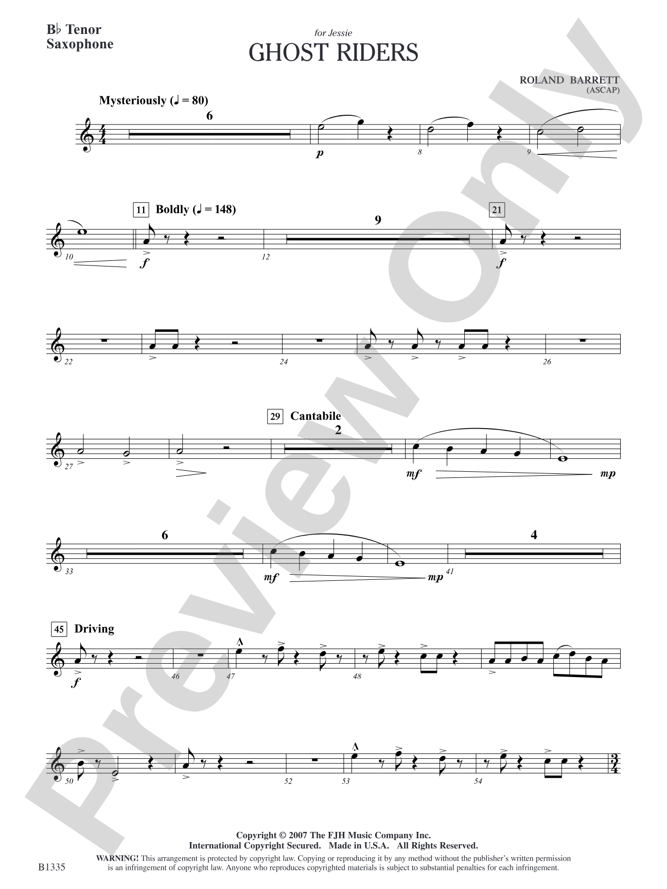 Ghost Riders: B-flat Tenor Saxophone