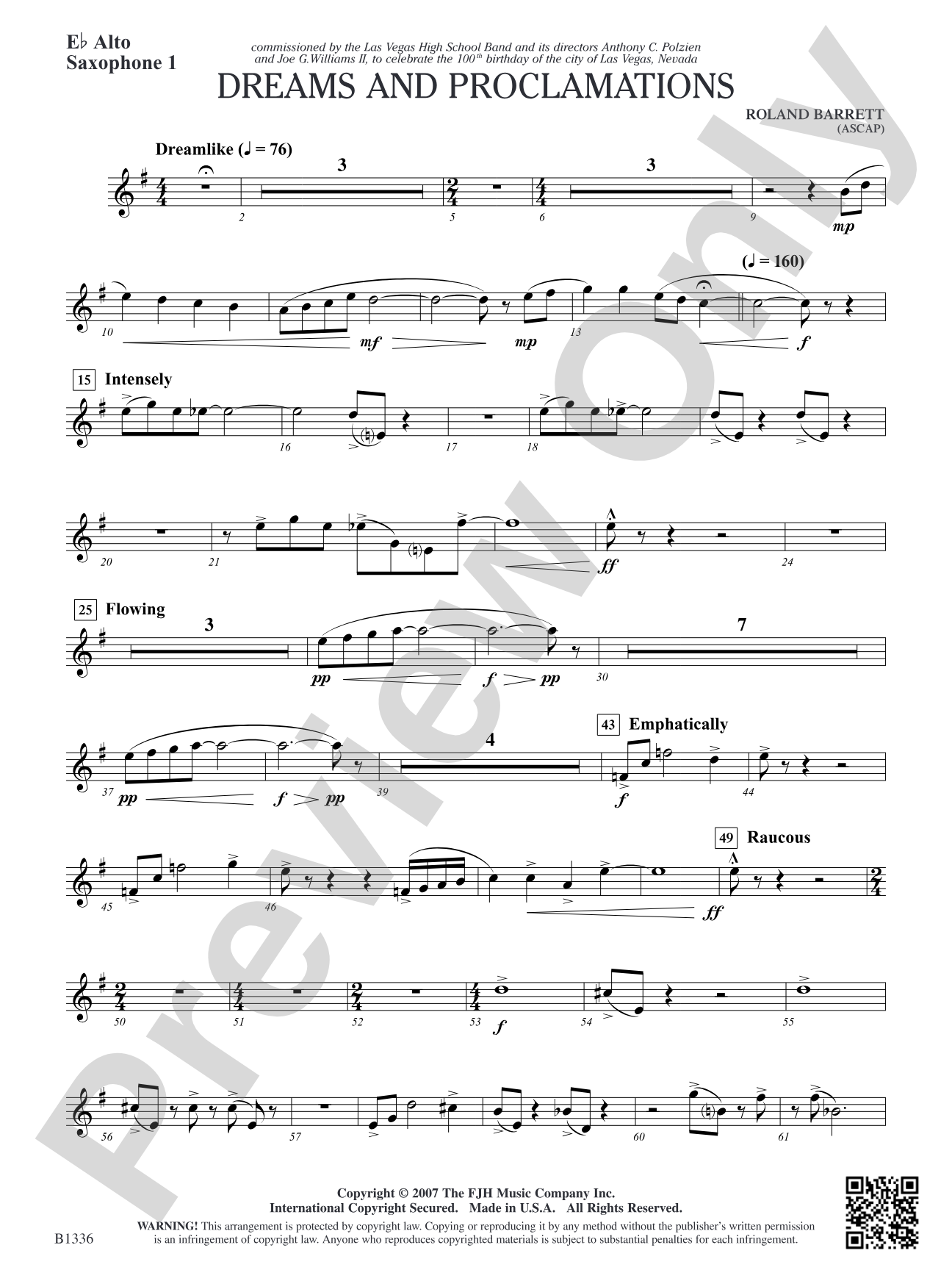 Dreams and Proclamations: E-flat Alto Saxophone 1