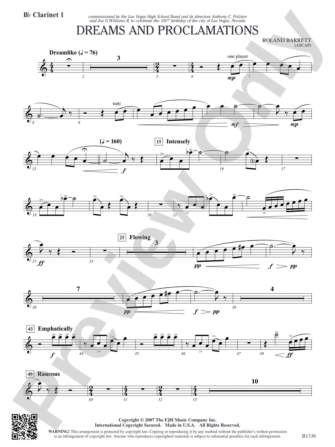 Dreams and Proclamations: B-flat Clarinet 1