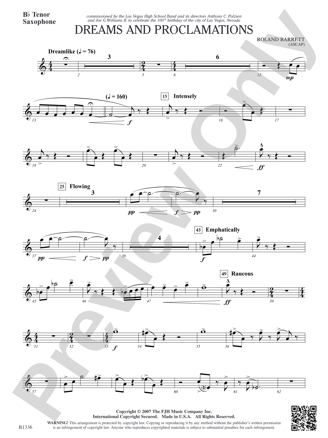 Dreams and Proclamations: B-flat Tenor Saxophone