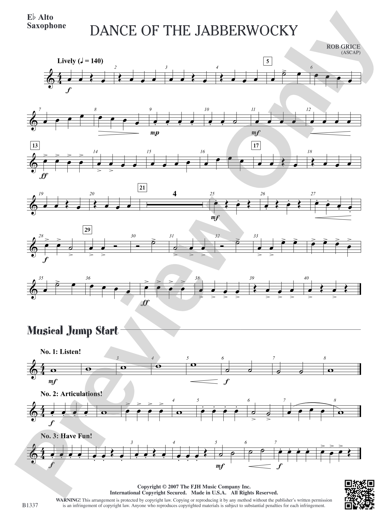 Dance of the Jabberwocky: E-flat Alto Saxophone