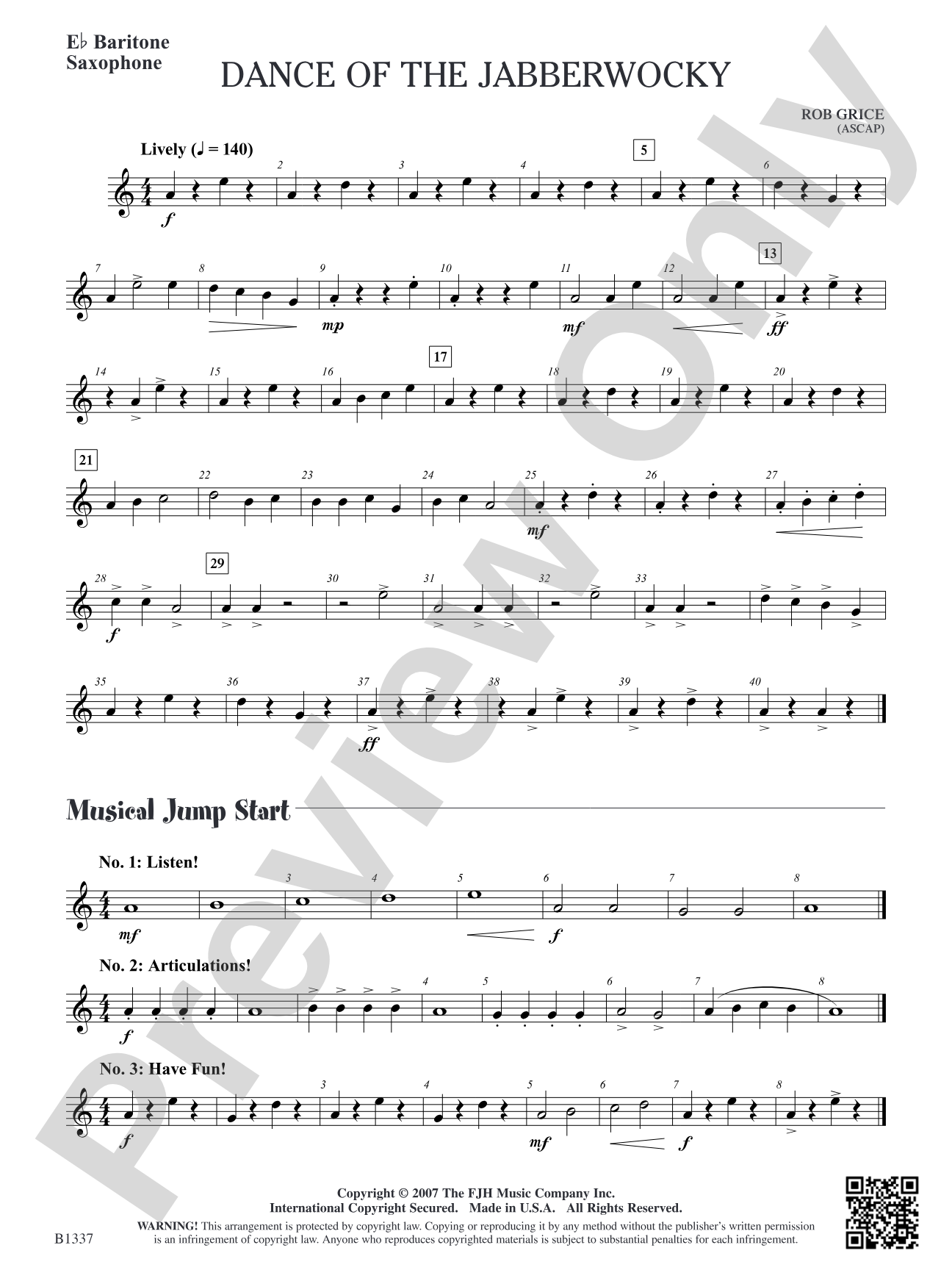 Dance of the Jabberwocky: E-flat Baritone Saxophone