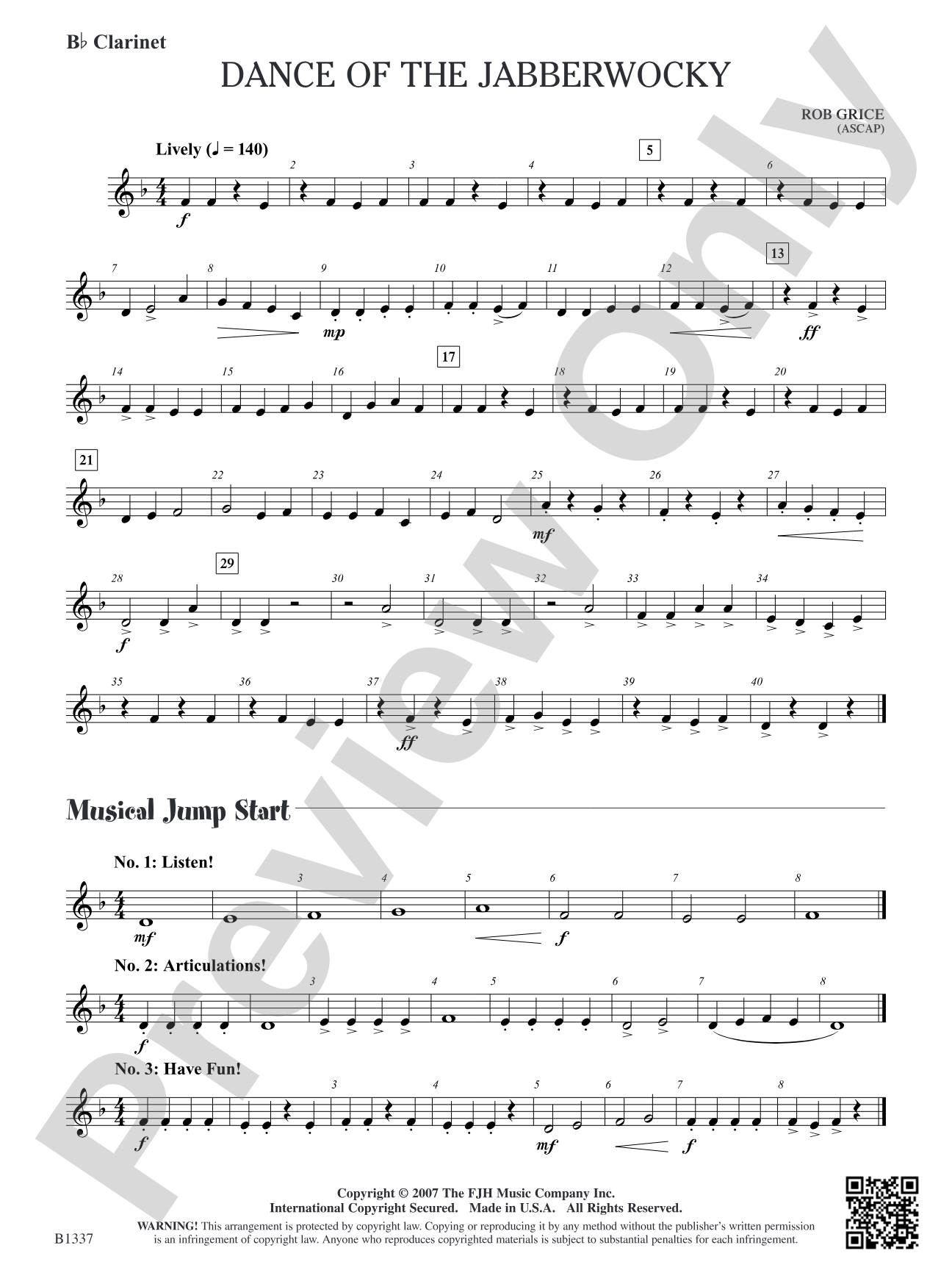 Dance of the Jabberwocky: B-flat Clarinet