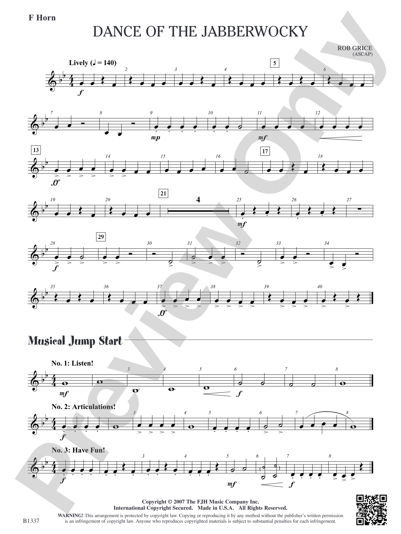 Dance of the Jabberwocky: F Horn