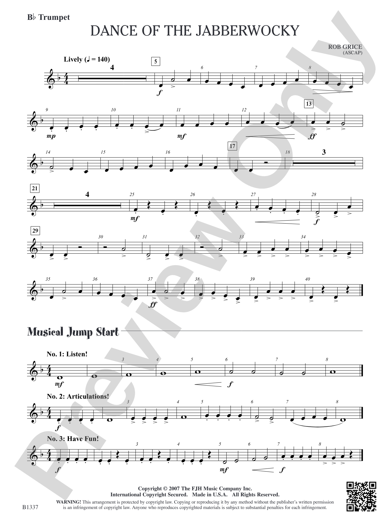 Dance of the Jabberwocky: B-flat Trumpet