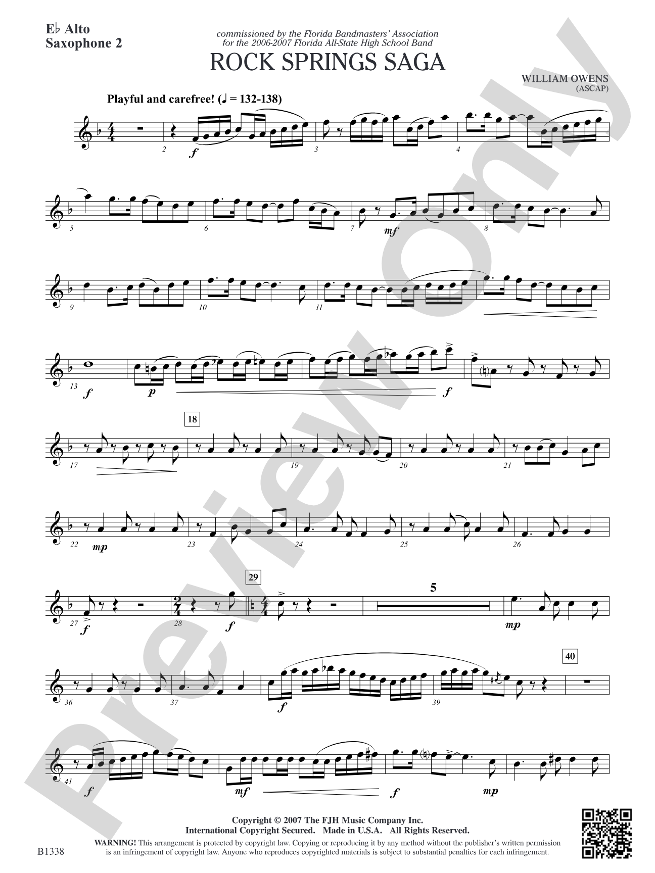 Rock Springs Saga: E-flat Alto Saxophone 2