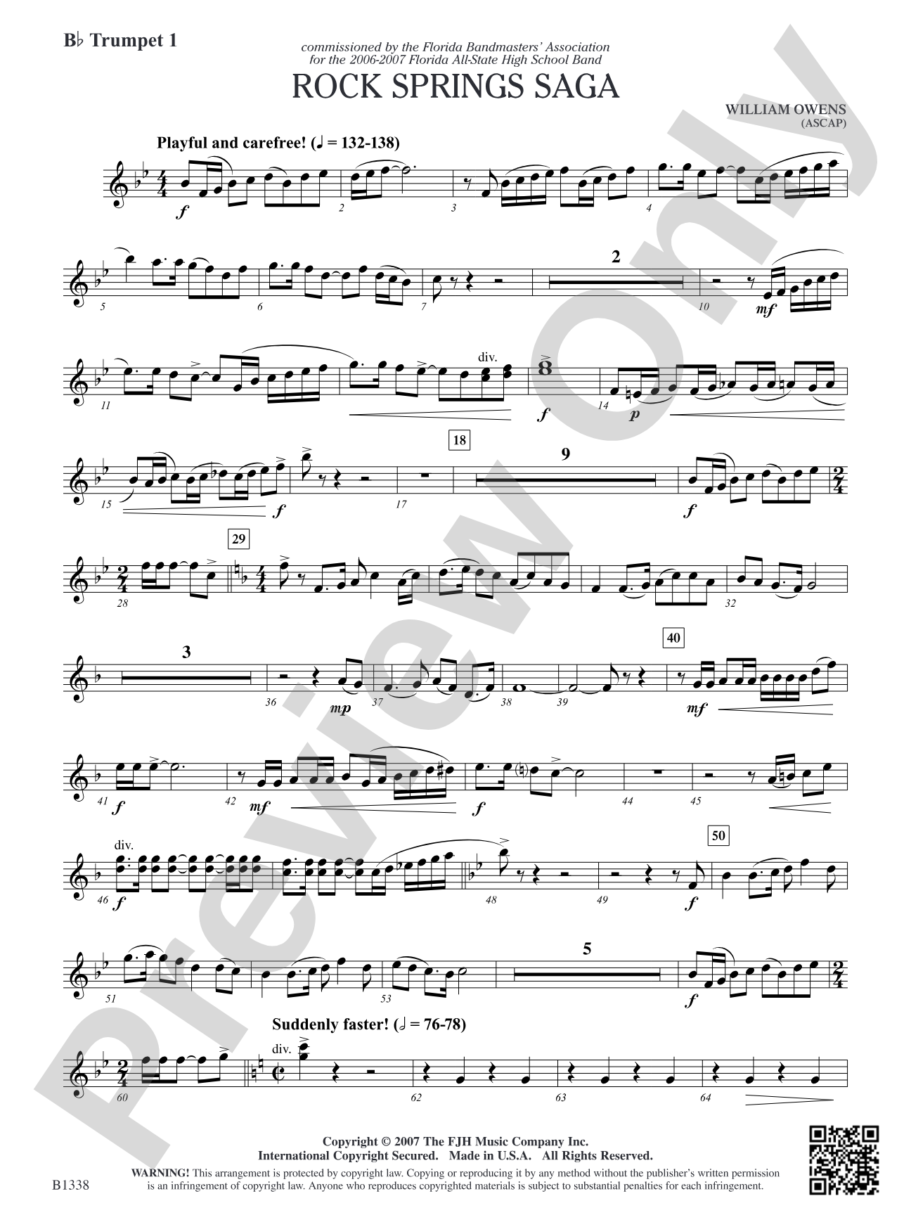 Rock Springs Saga: B-flat Trumpet 1