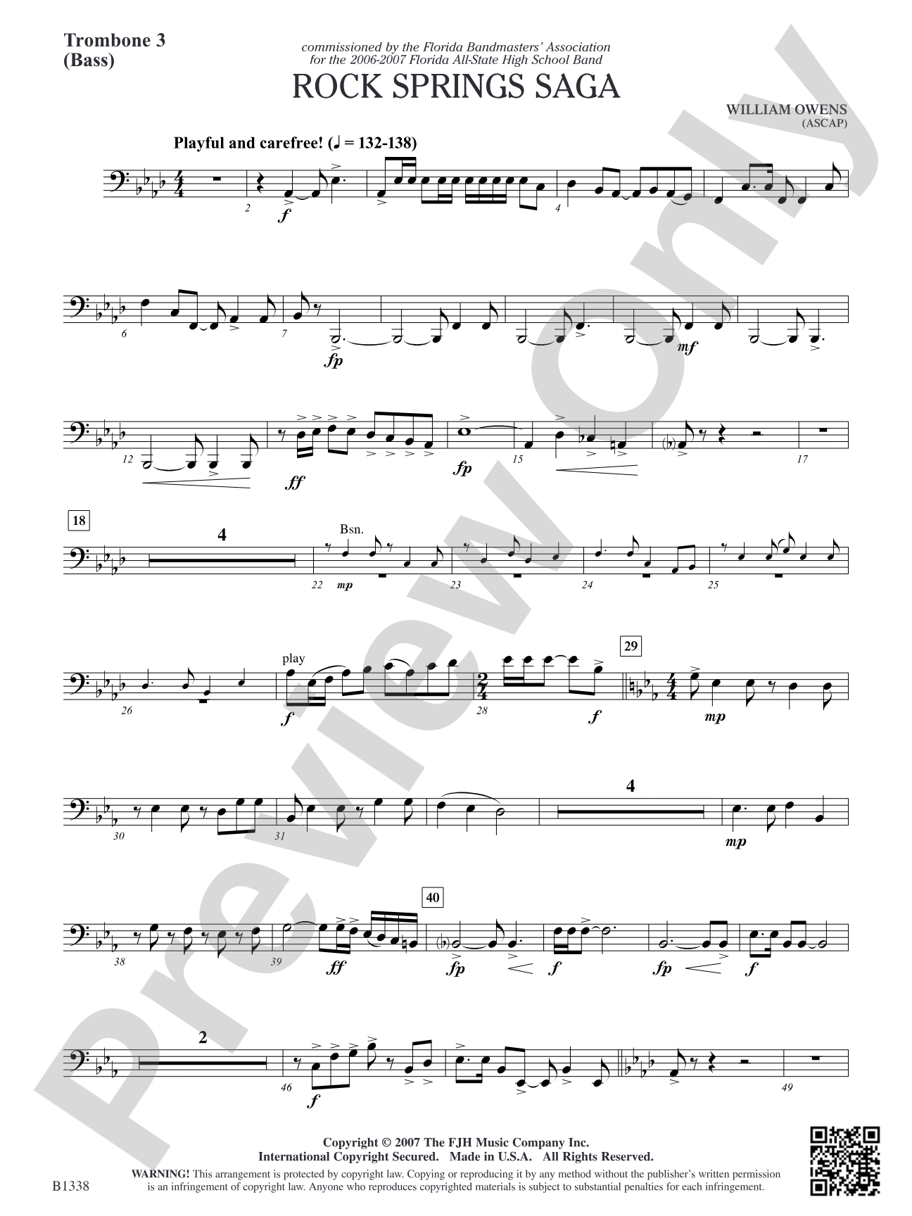 Rock Springs Saga: Trombone 3 (Bass)