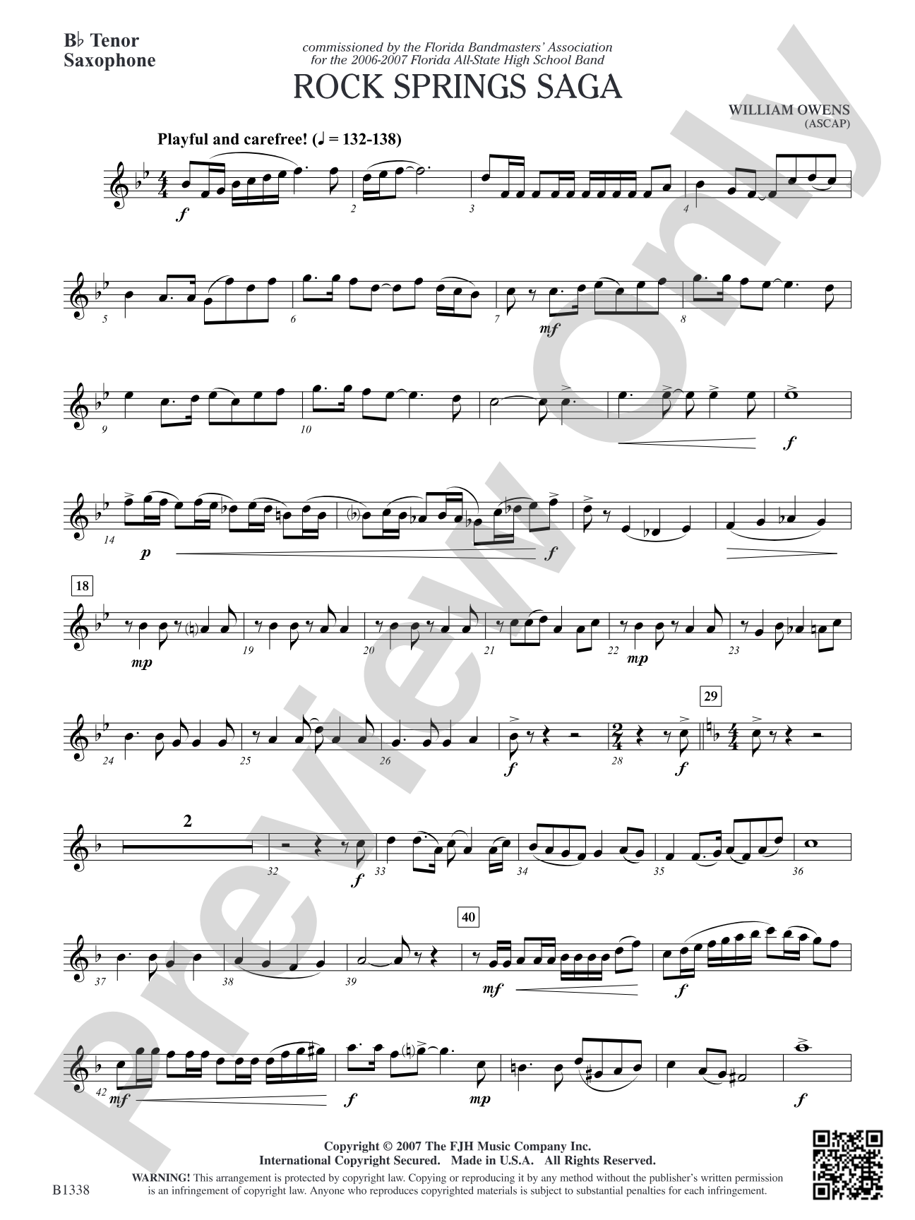 Rock Springs Saga: B-flat Tenor Saxophone