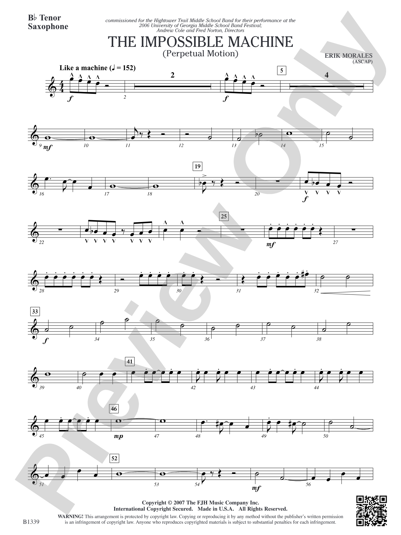 The Impossible Machine (Perpetual Motion): B-flat Tenor Saxophone