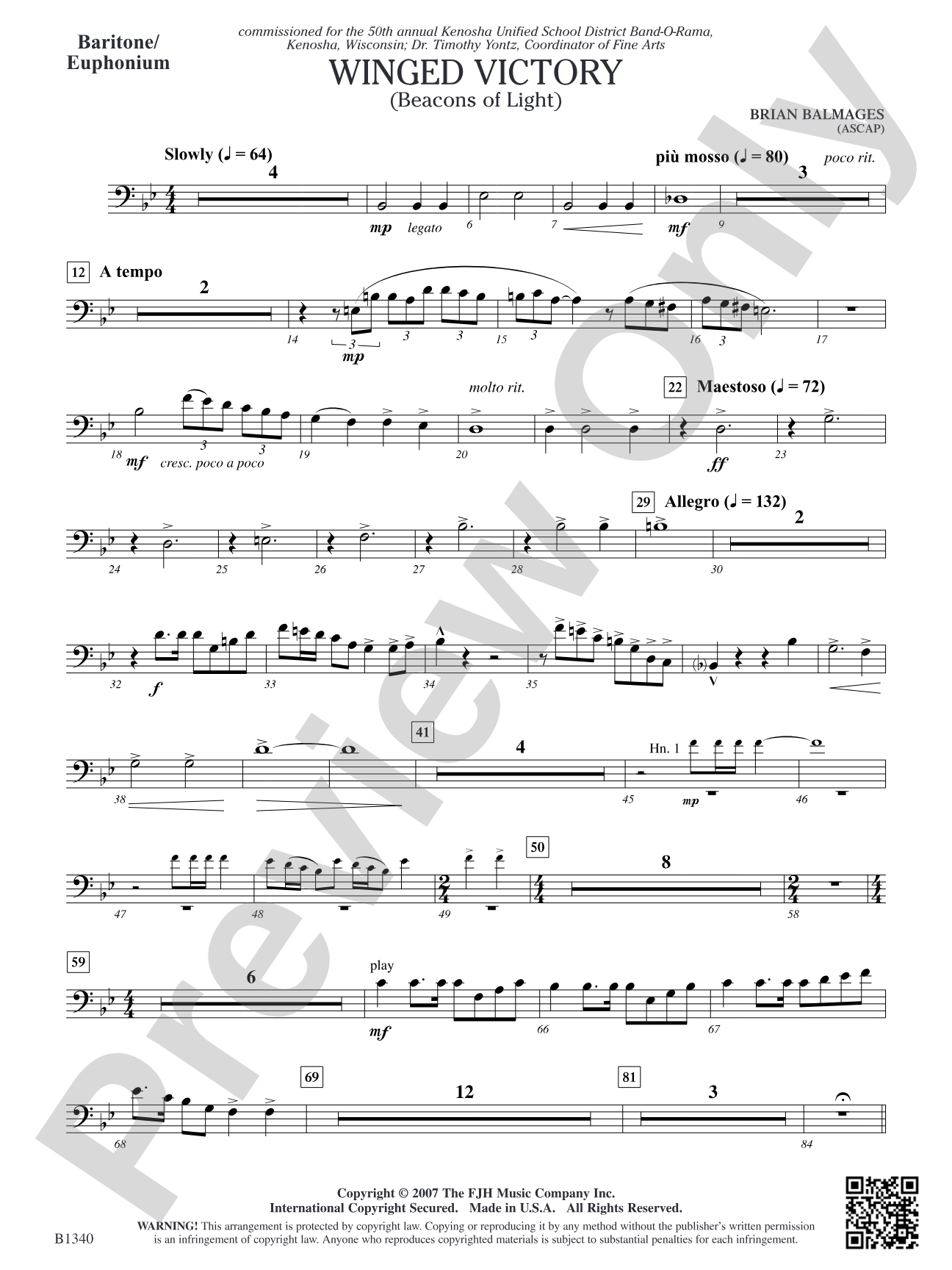 Winged Victory (Beacons of Light): Baritone/Euphonium