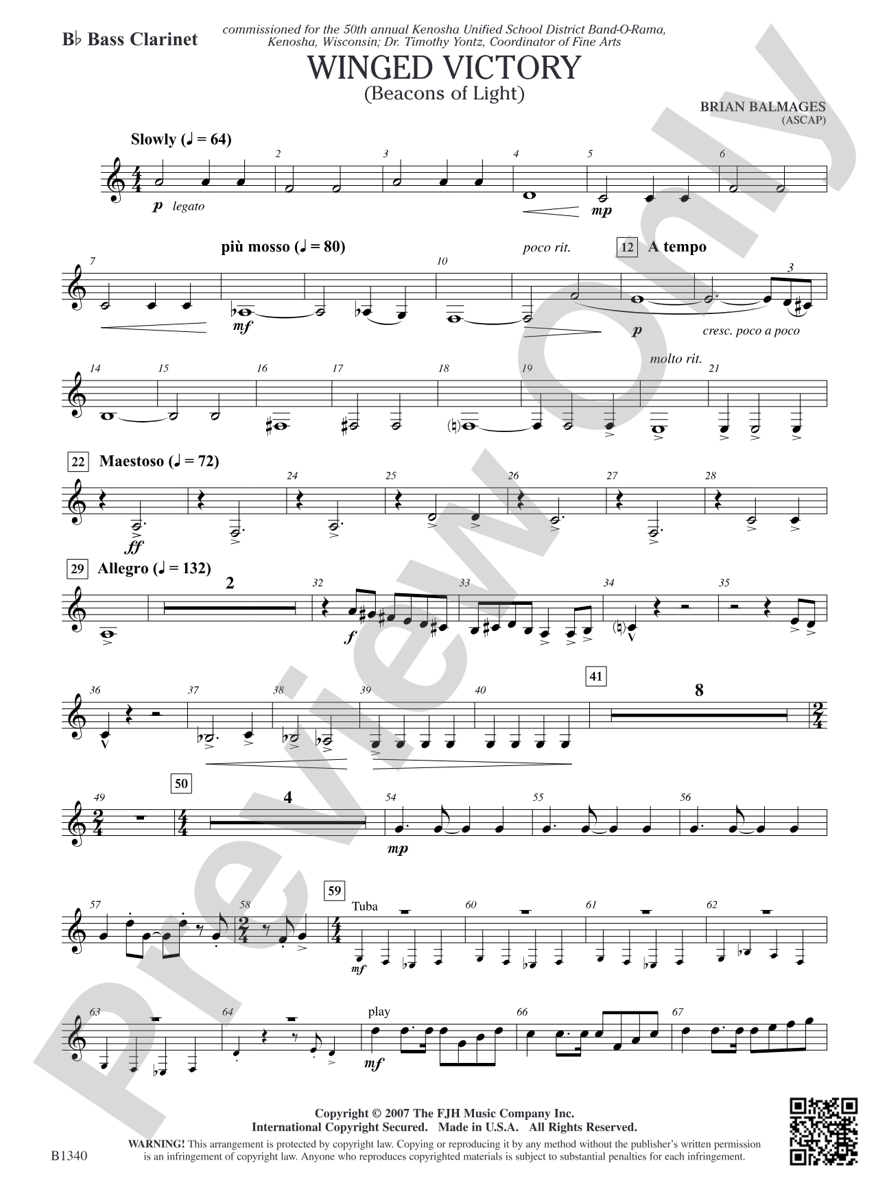 Winged Victory (Beacons of Light): B-flat Bass Clarinet