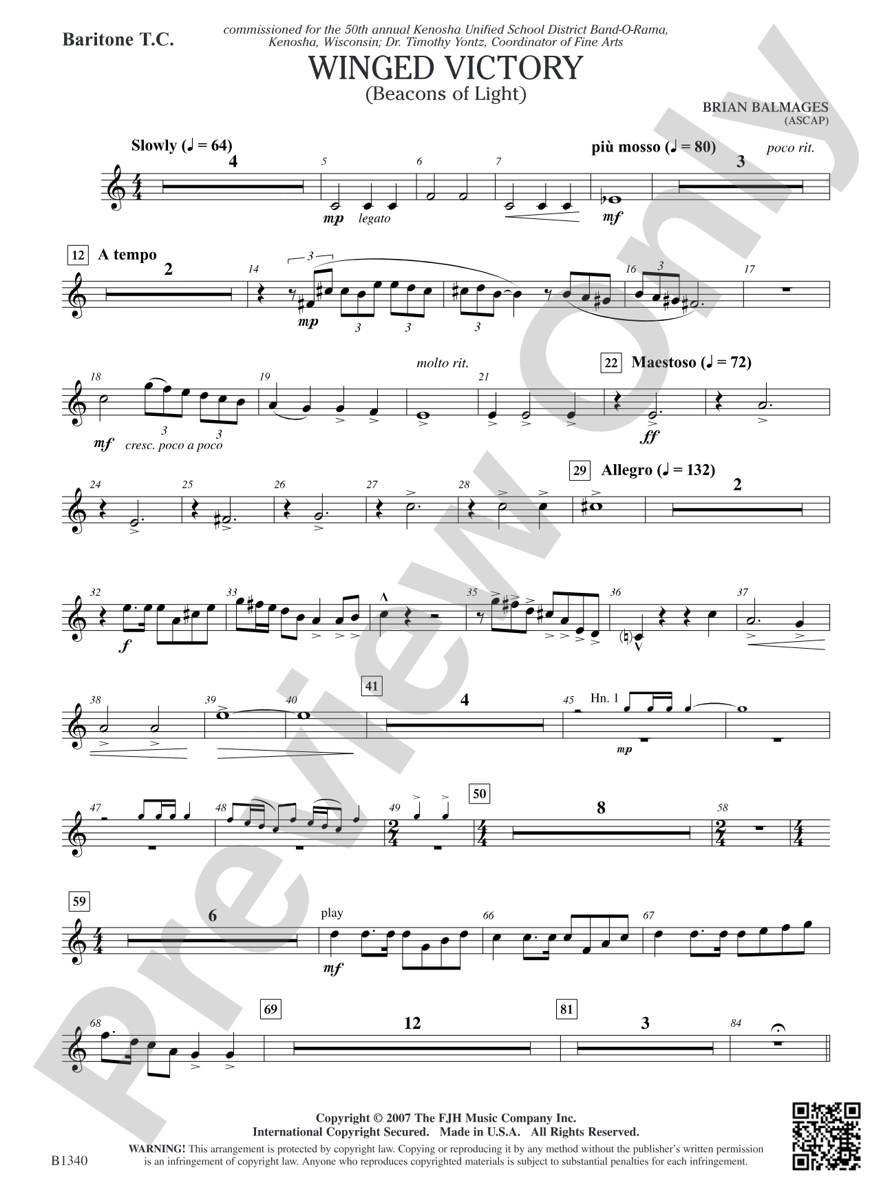 Winged Victory (Beacons of Light): Baritone T.C.